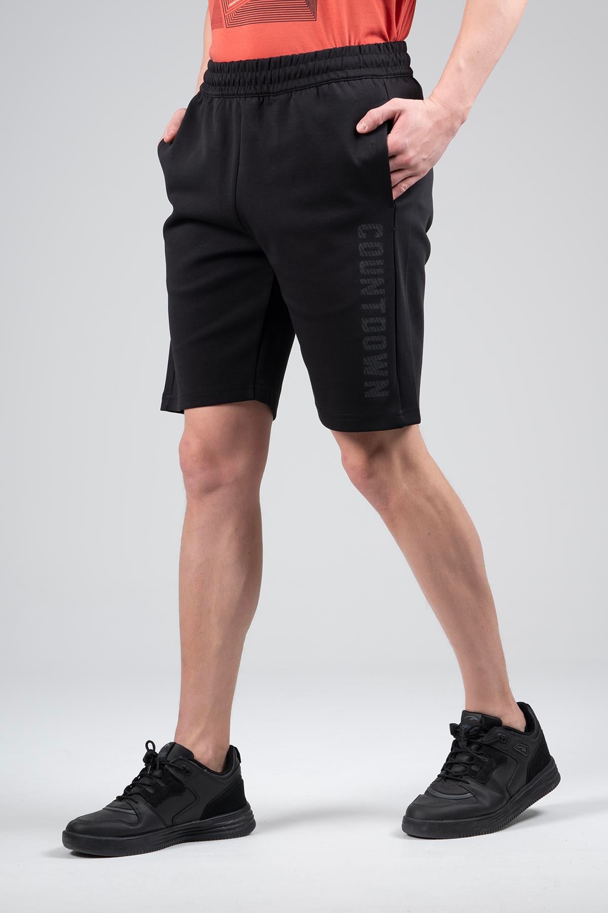 Maraton Sportswear Regular Erkek    Basic Siyah-Siyah Şort 22709