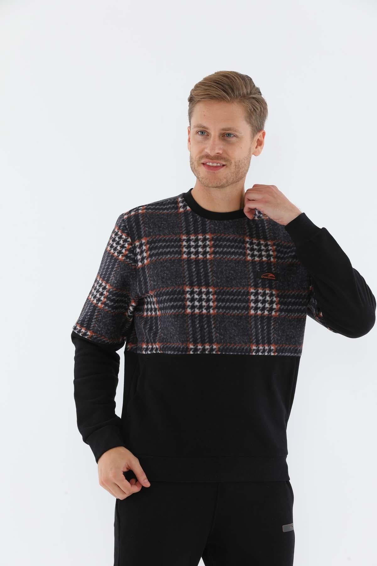 Maraton Sportswear Regular Erkek Bisiklet Yaka  Uzun Kol Basic Sweatshirt 20231