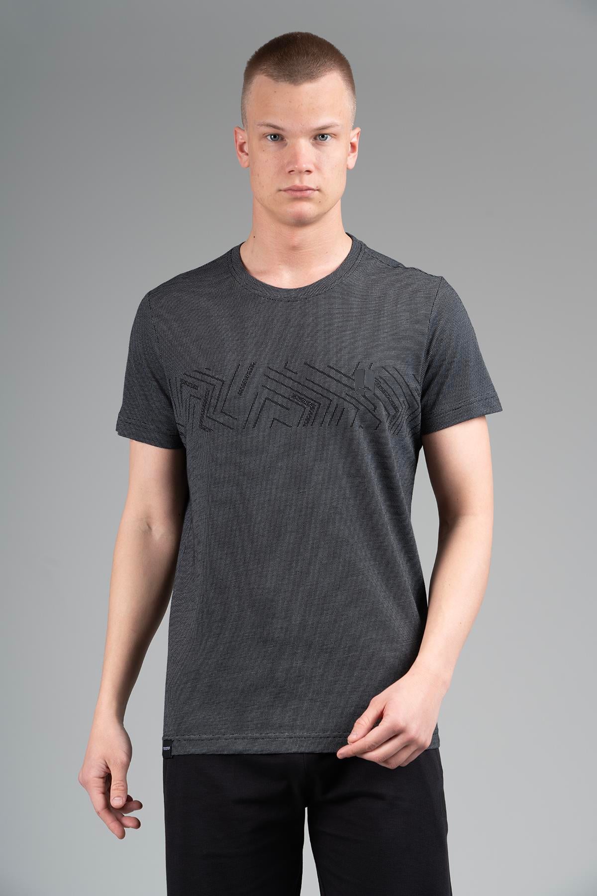 Maraton Sportswear Regular Erkek Bisiklet Yaka  Kısa Kol Basic Siyah T-shirt 22514