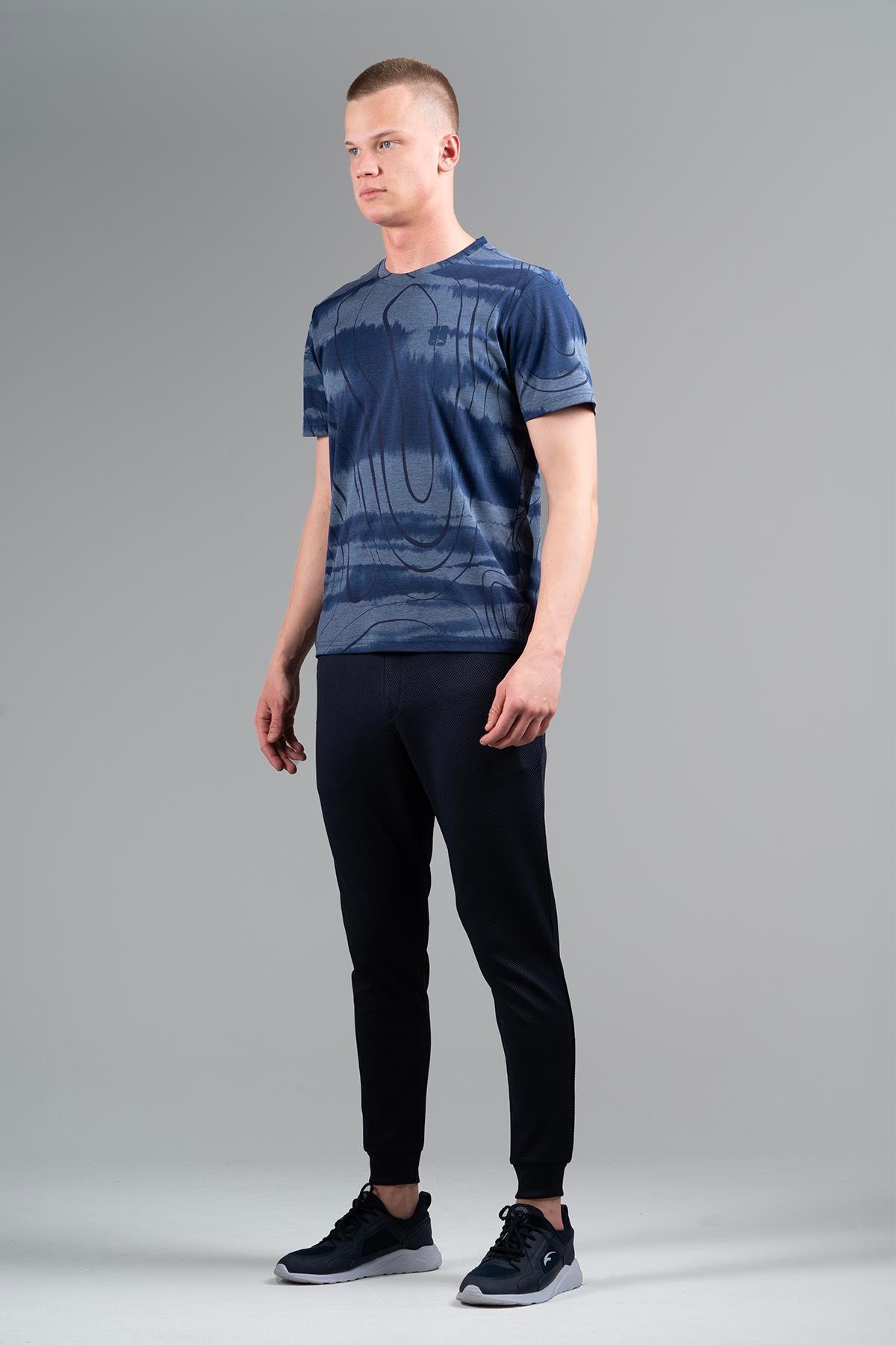 Maraton Sportswear Regular Erkek Bisiklet Yaka  Kısa Kol Basic Lacivertmelanj T-shirt 22486