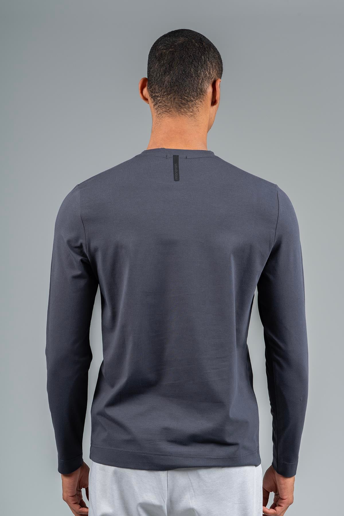 Maraton Sportswear Regular Erkek Bisiklet Yaka  Takma Kol Basic Antrasit Sweatshirt 22777
