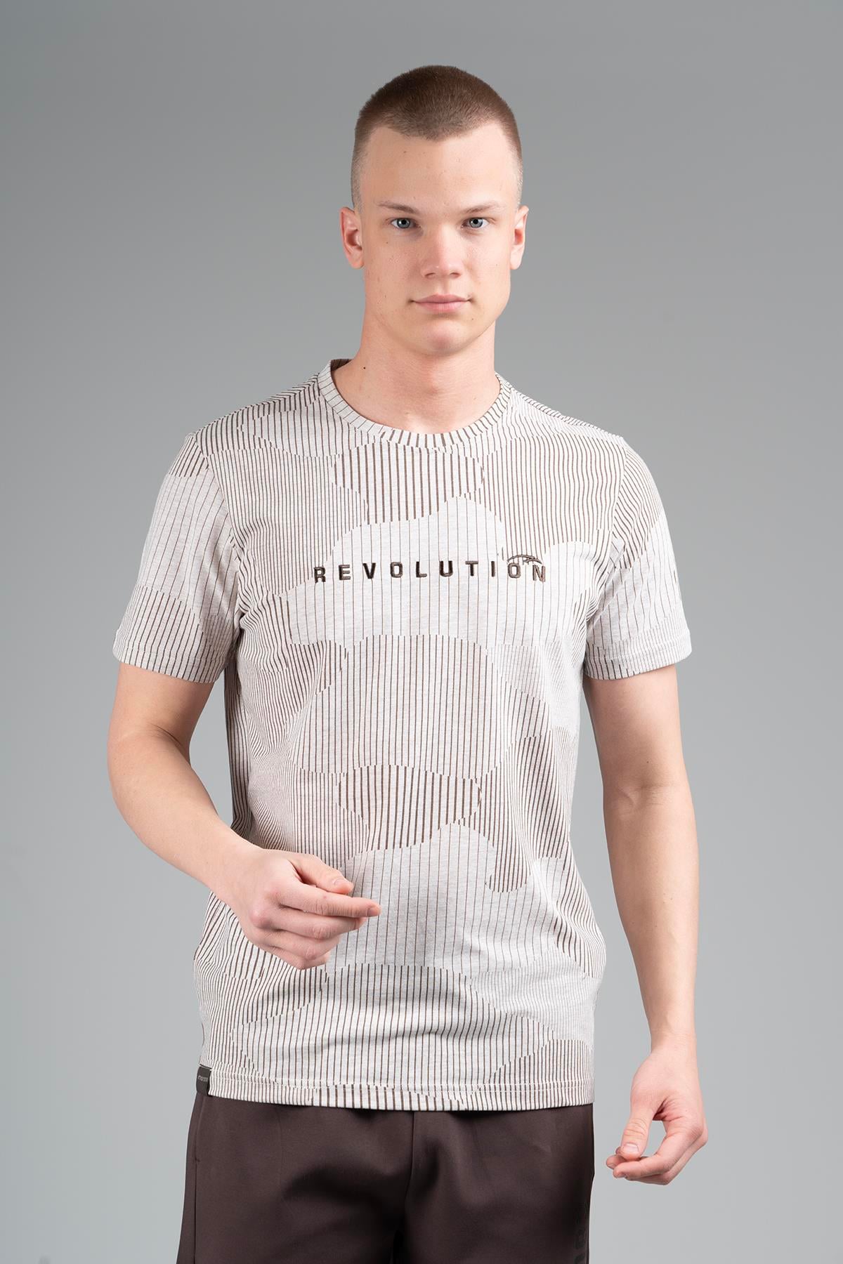 Maraton Sportswear Regular Erkek Bisiklet Yaka  Takma Kol Basic  T-shirt 22543