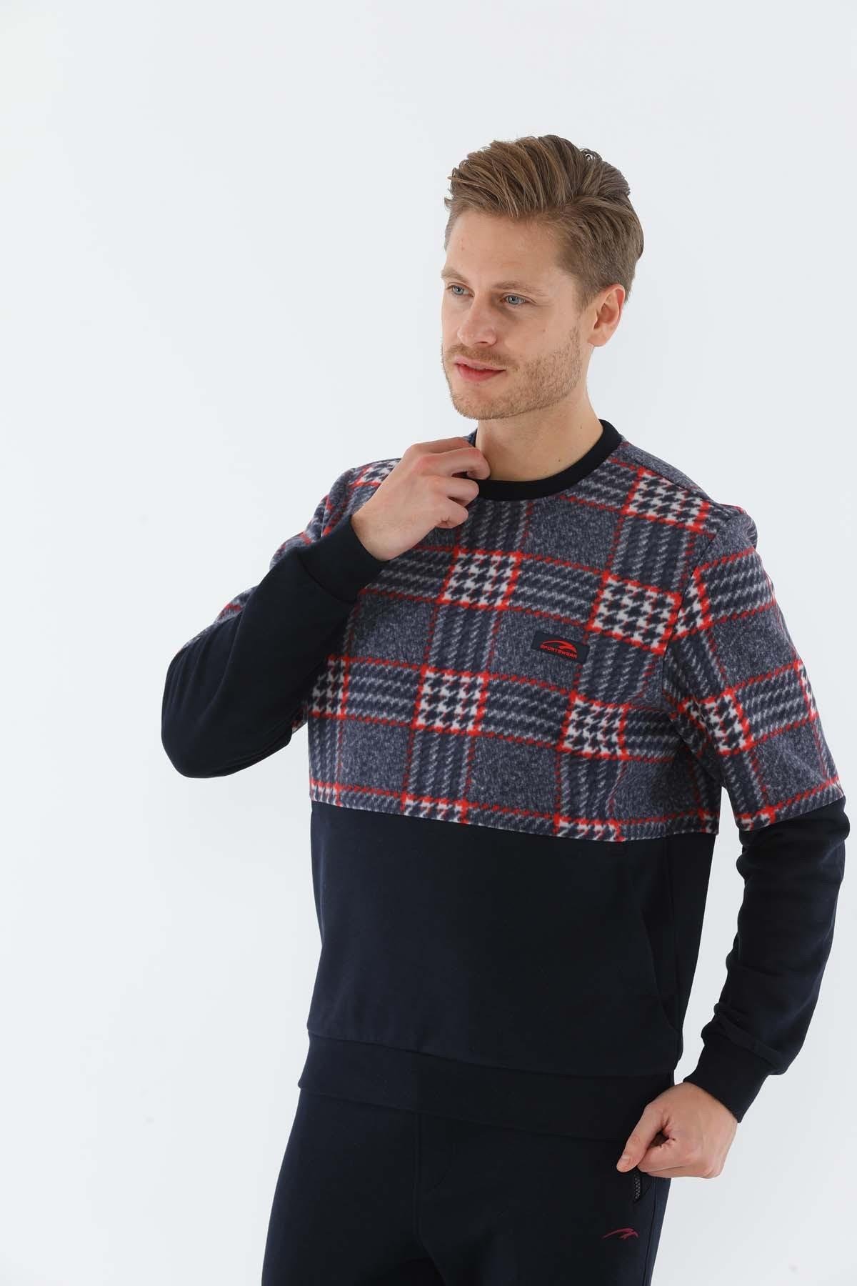 Maraton Sportswear Regular Erkek Bisiklet Yaka  Uzun Kol Basic Sweatshirt 20231