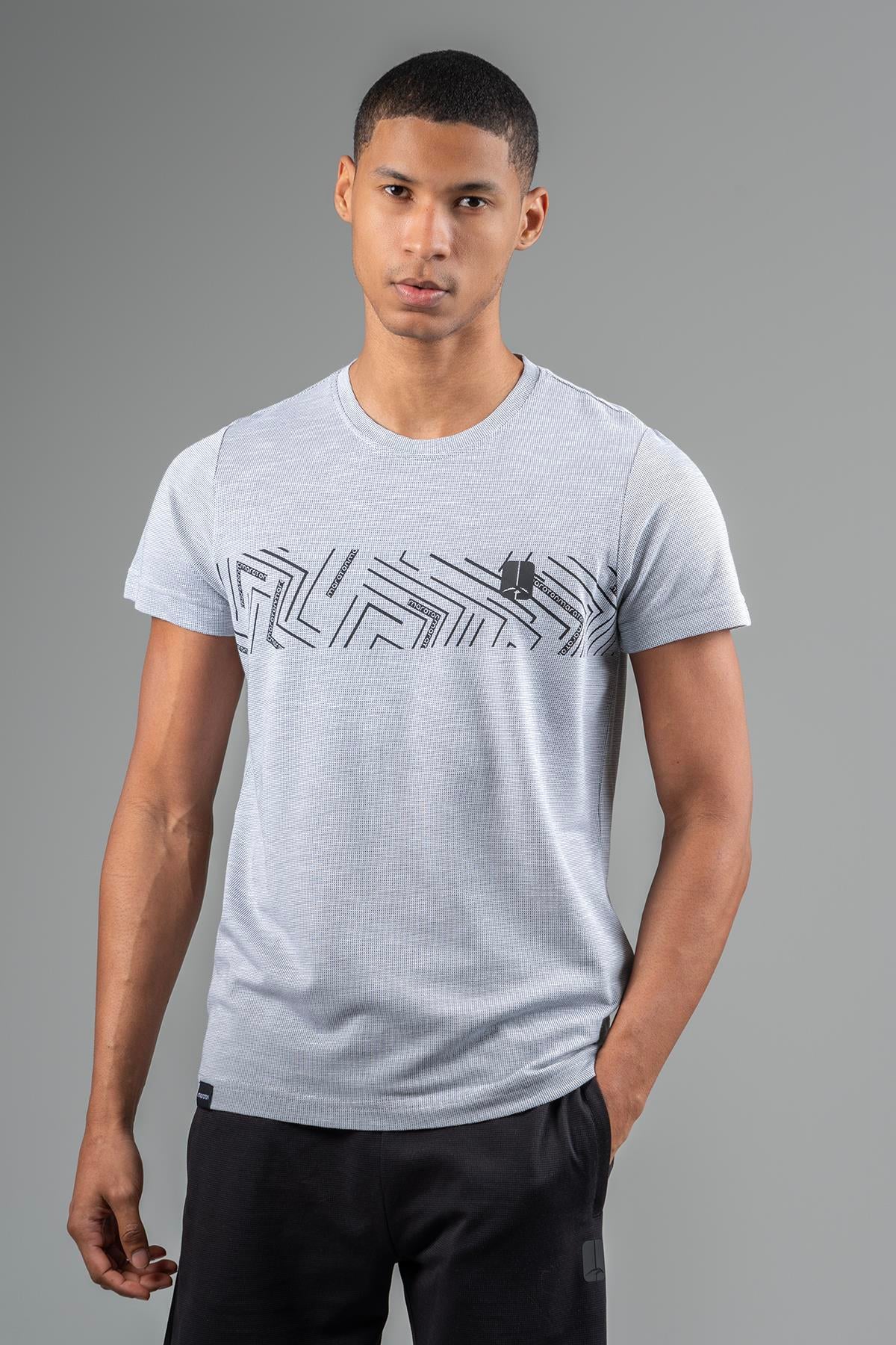 Maraton Sportswear Regular Erkek Bisiklet Yaka  Kısa Kol Basic Beyaz T-shirt 22514