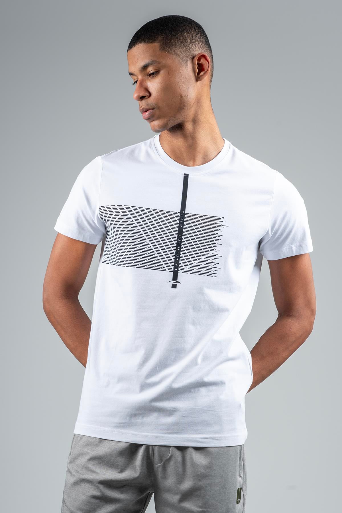 Maraton Sportswear Regular Erkek Bisiklet Yaka  Kısa Kol Basic Beyaz T-shirt 22573
