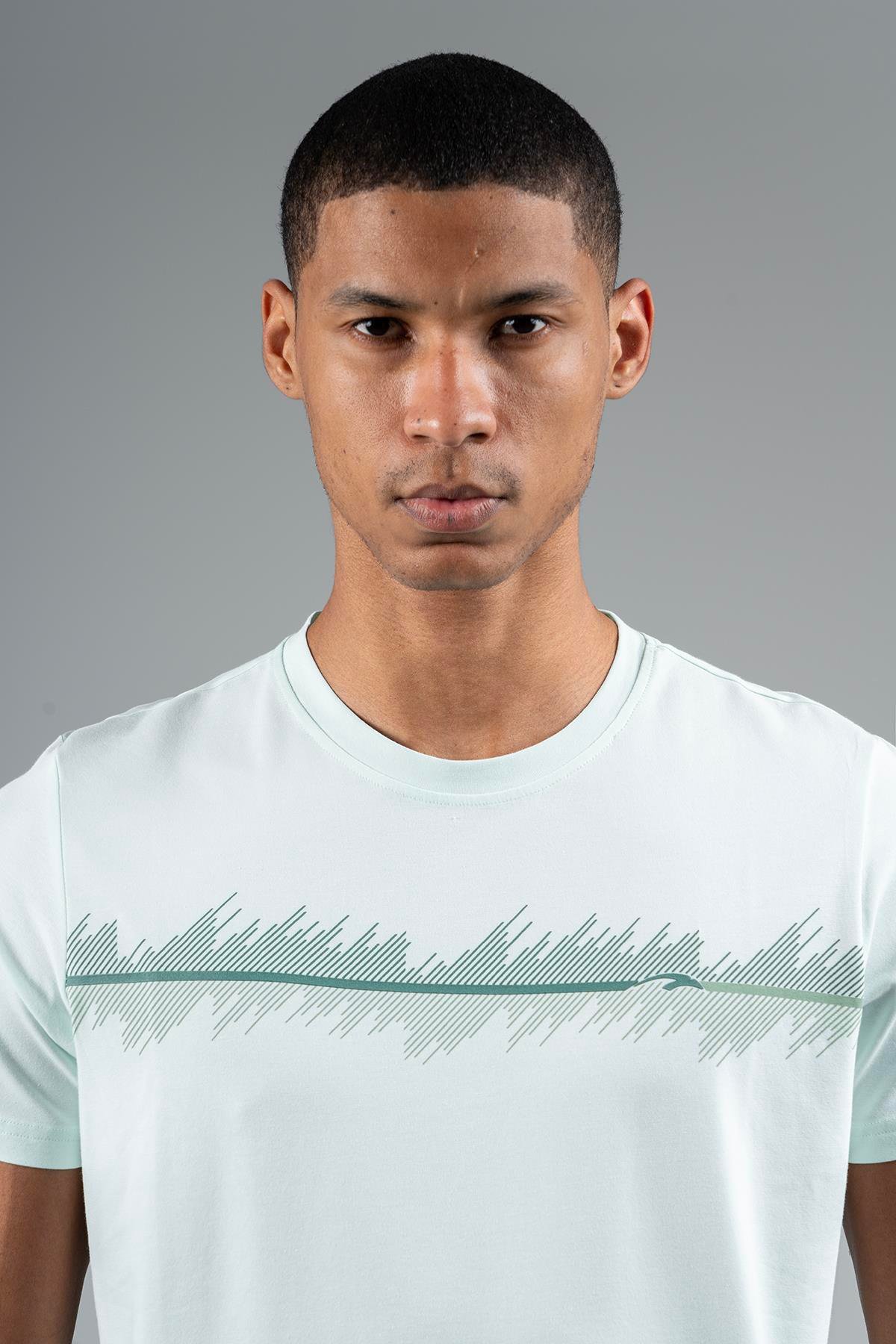 Maraton Sportswear Regular Erkek Bisiklet Yaka  Takma Kol Basic SU YEŞİLİ T-shirt 22692