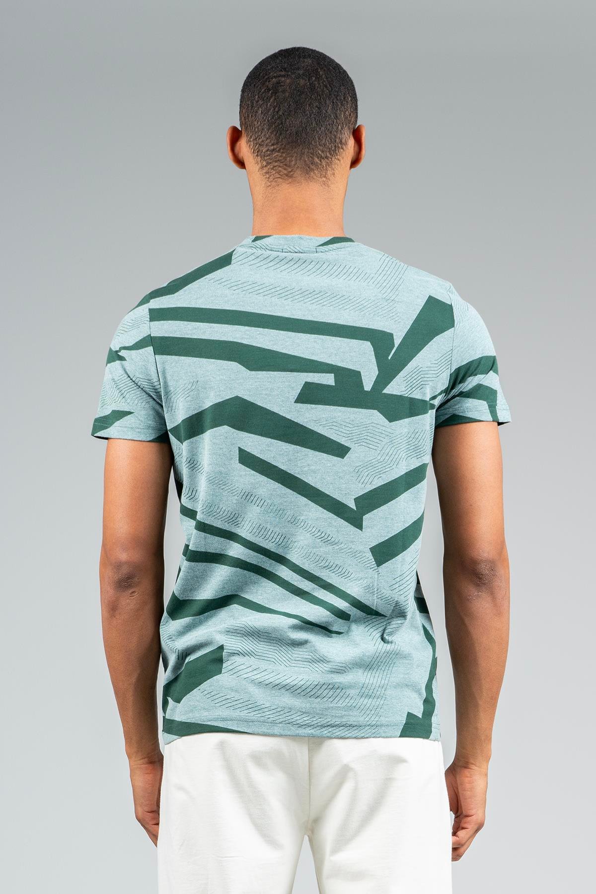 Maraton Sportswear Regular Erkek Bisiklet Yaka  Takma Kol Basic Haki T-shirt 22484