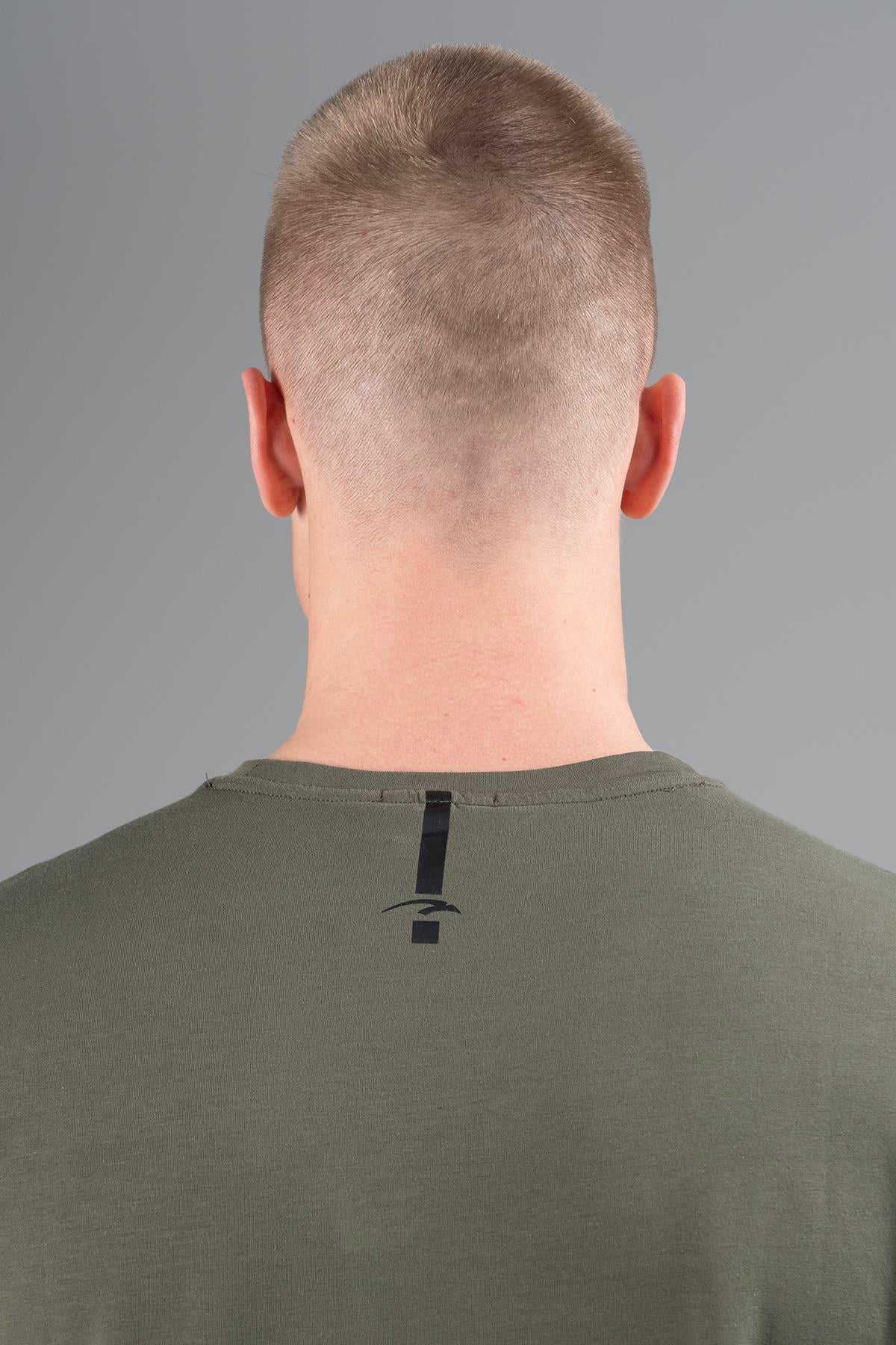 Maraton Sportswear Regular Erkek Bisiklet Yaka  Takma Kol Basic Açık Haki T-shirt 22719