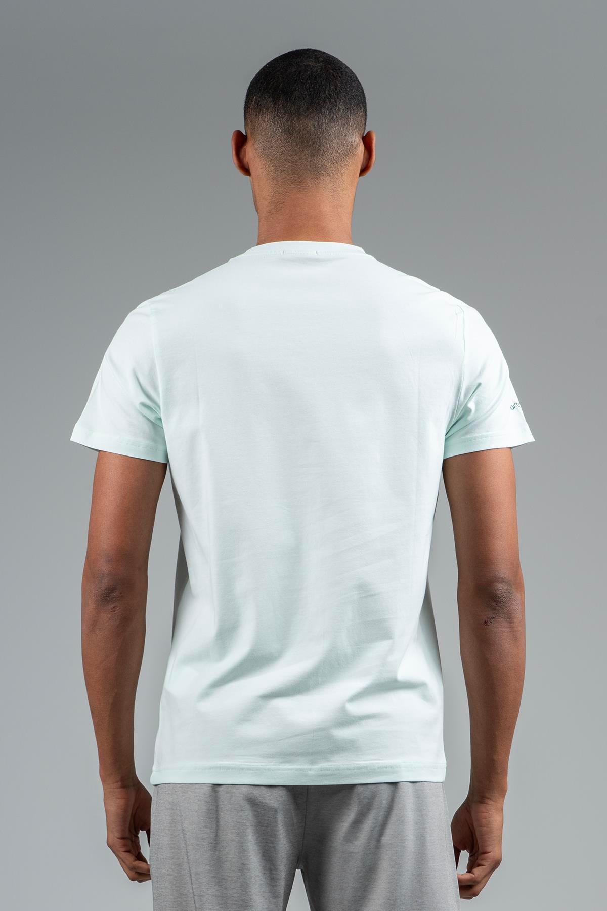 Maraton Sportswear Regular Erkek Bisiklet Yaka  Takma Kol Basic SU YEŞİLİ T-shirt 22692