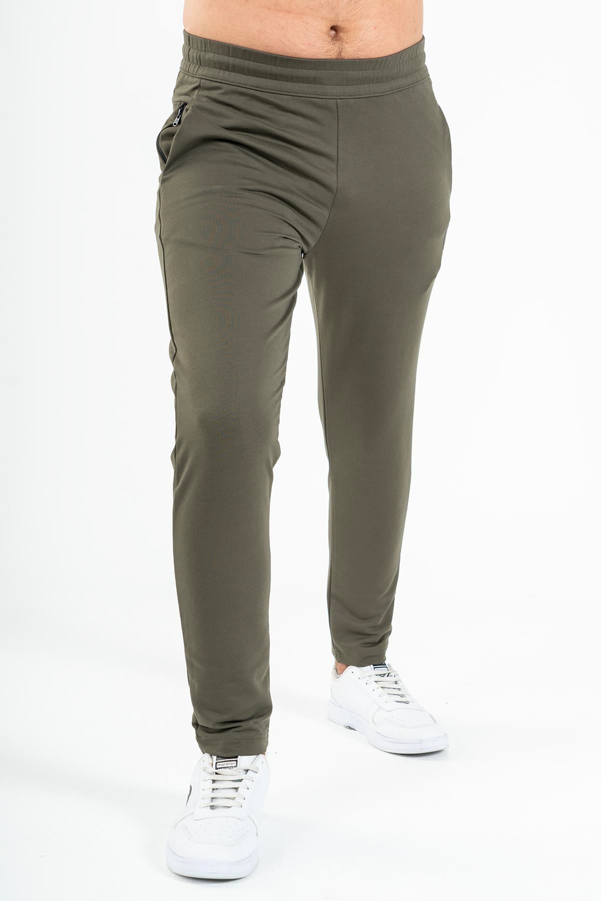 Maraton Sportswear Regular Erkek  Dar Paça  Basic Açık Haki Eşofman Altı 21602
