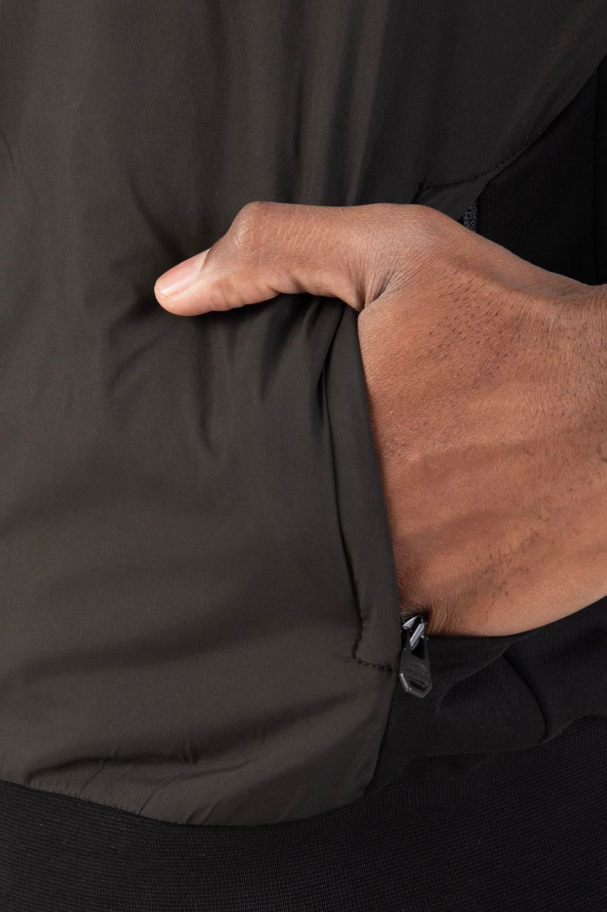 Maraton Sportswear Regular Erkek Dik Yaka  Uzun Kol Basic Siyah Eşofman Üstü 21682