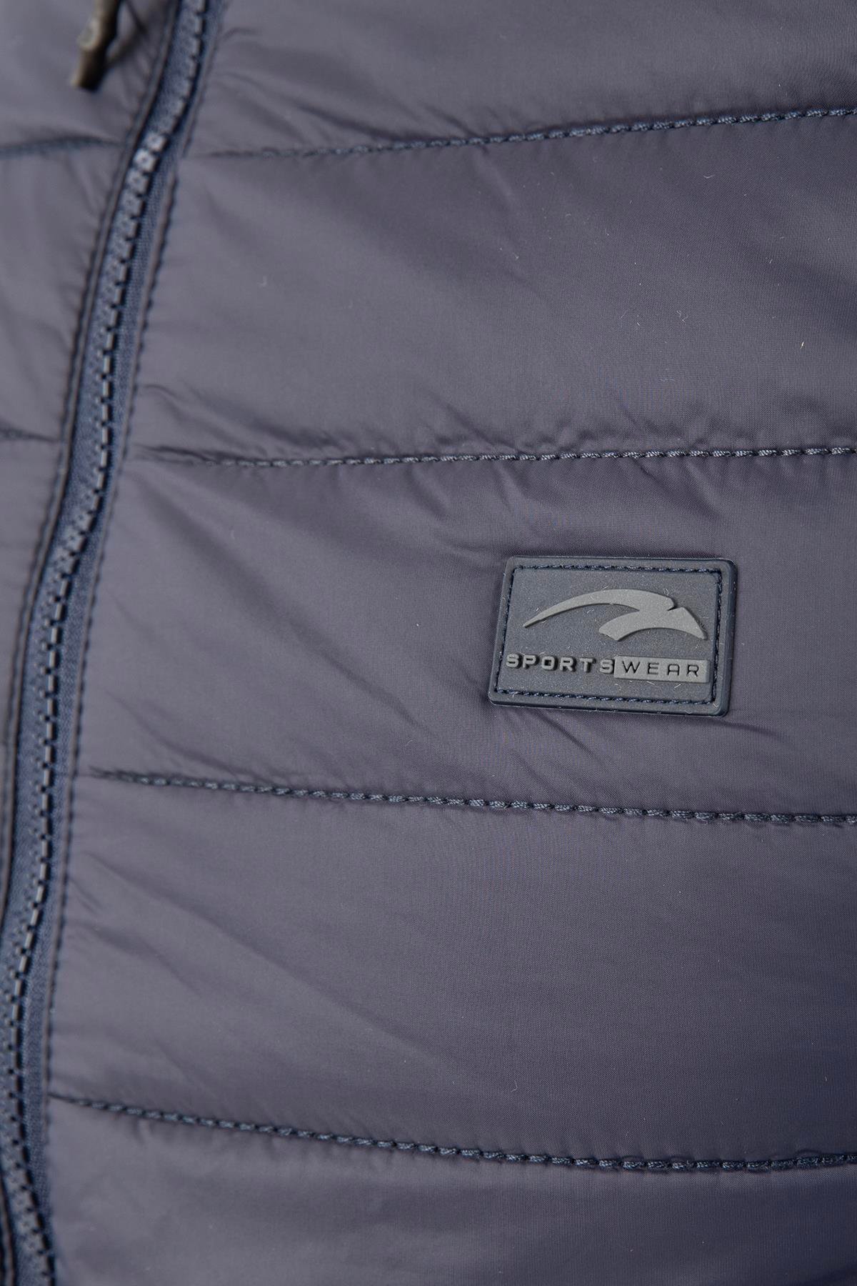 Maraton Sportswear Regular Erkek Dik Yaka  Takma Kol Basic Lacivert Mont 22310