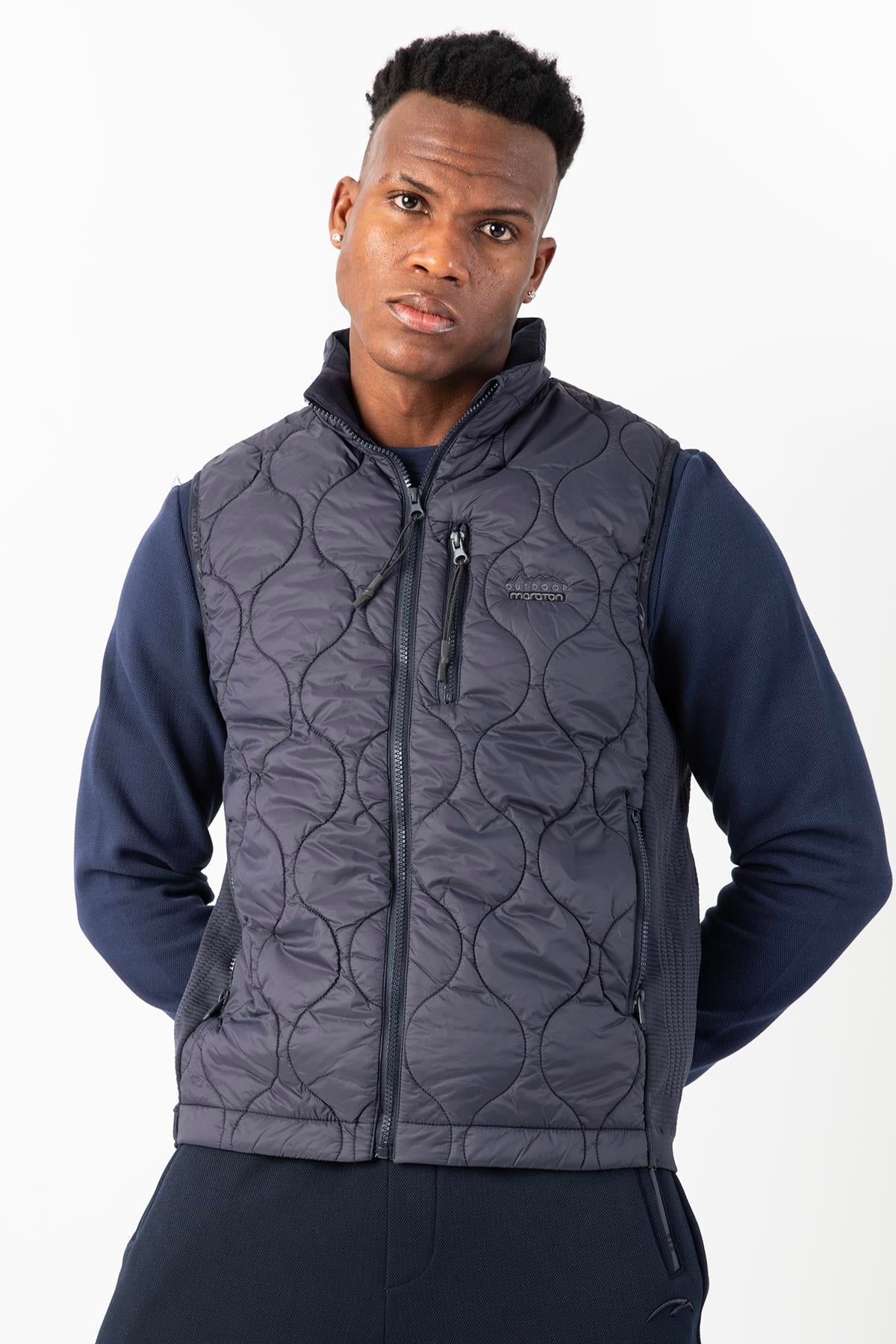 Maraton Sportswear Regular Erkek Dik Yaka  Kolsuz Basic Lacivert Yelek 22262