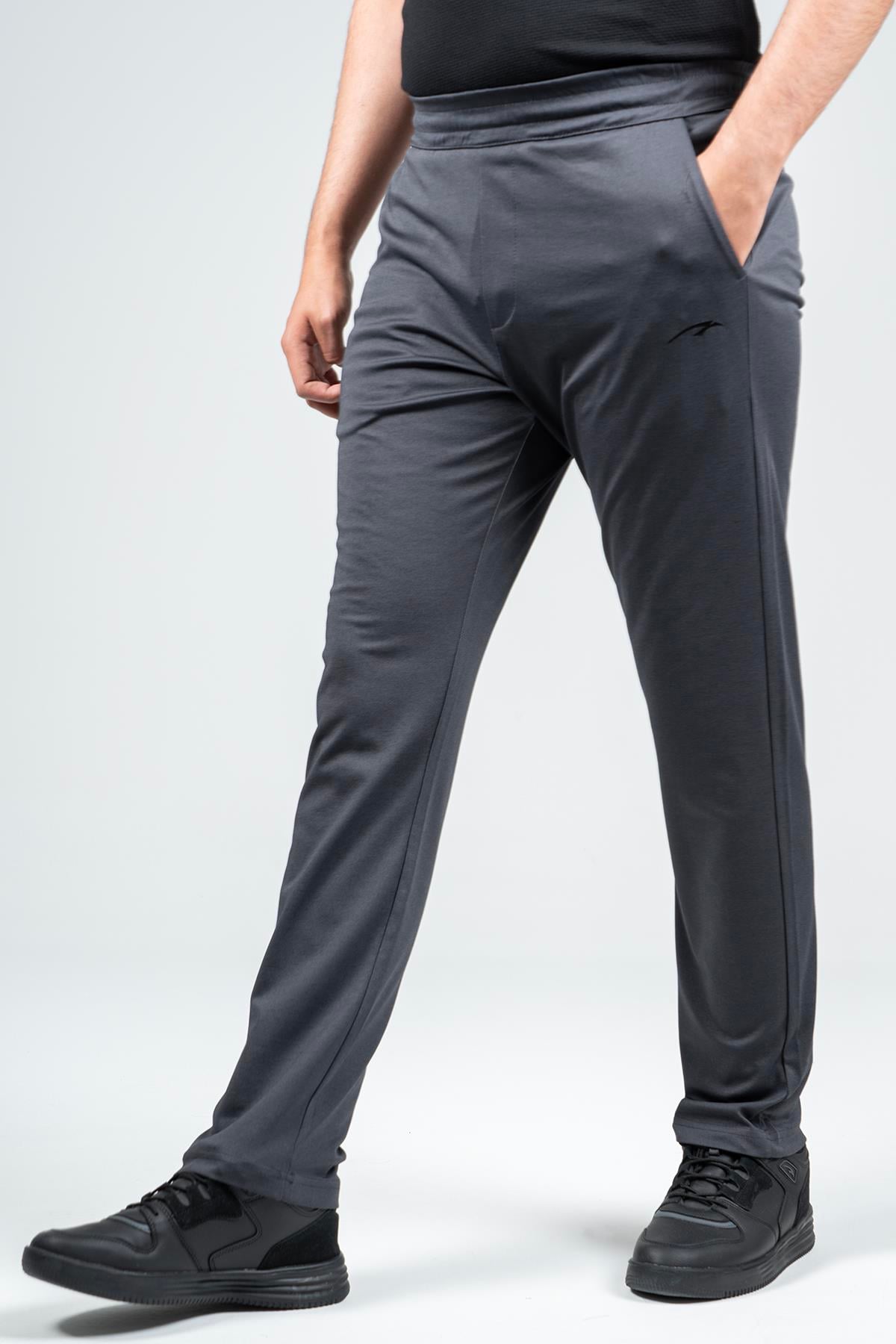 Maraton Sportswear Regular Erkek  Düz Paça  Basic Siyahmelanj Eşofman Altı 22525