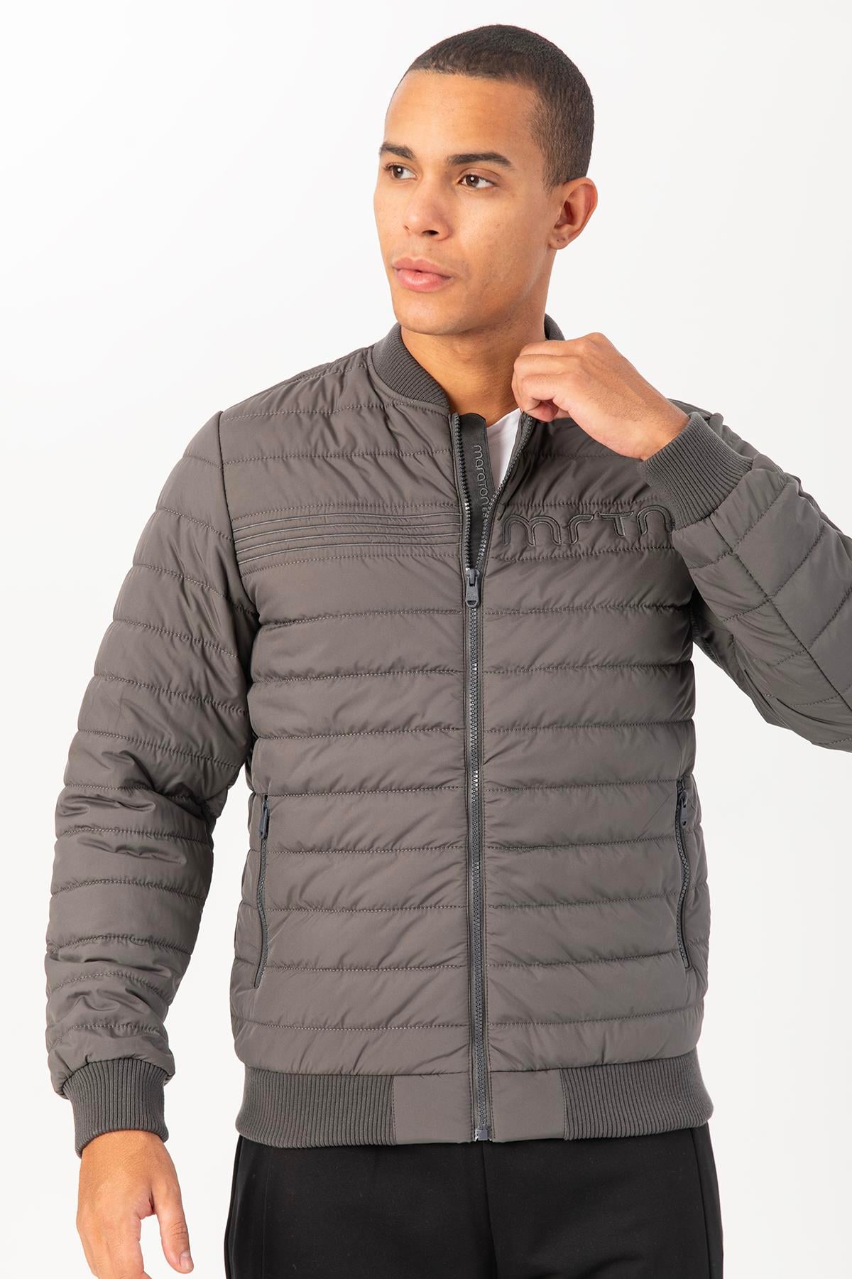 Maraton Sportswear Regular Erkek Hakim Yaka  Takma Kol Outdoor Antrasit Mont 21741
