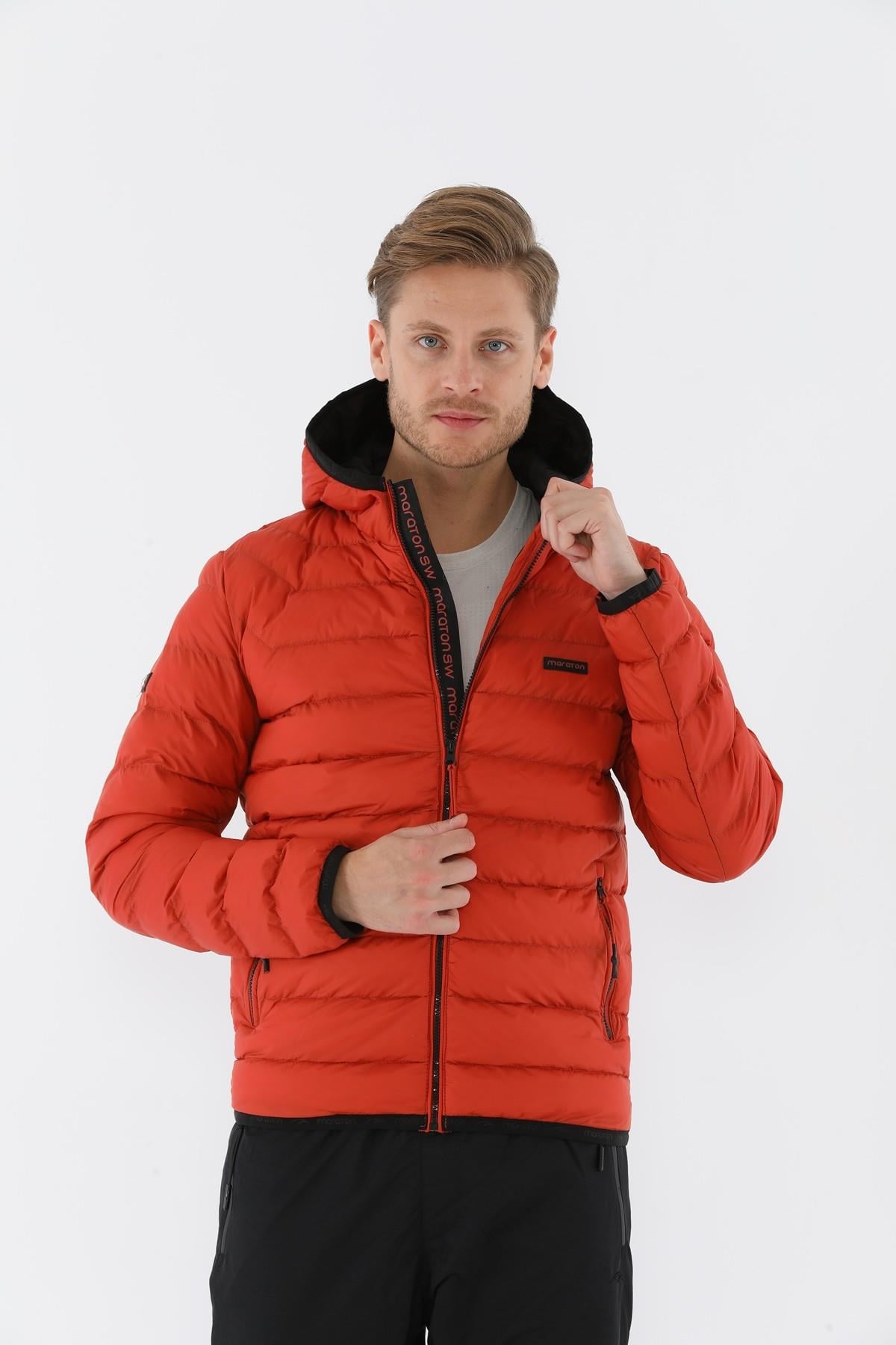 Maraton Sportswear Regular Erkek Kapşonlu  Uzun Kol Basic Mont 19094