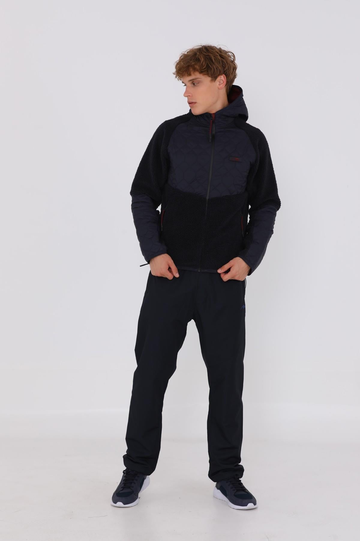 Maraton Sportswear Regular Erkek Kapşonlu  Uzun Kol Basic Tracktop 20217