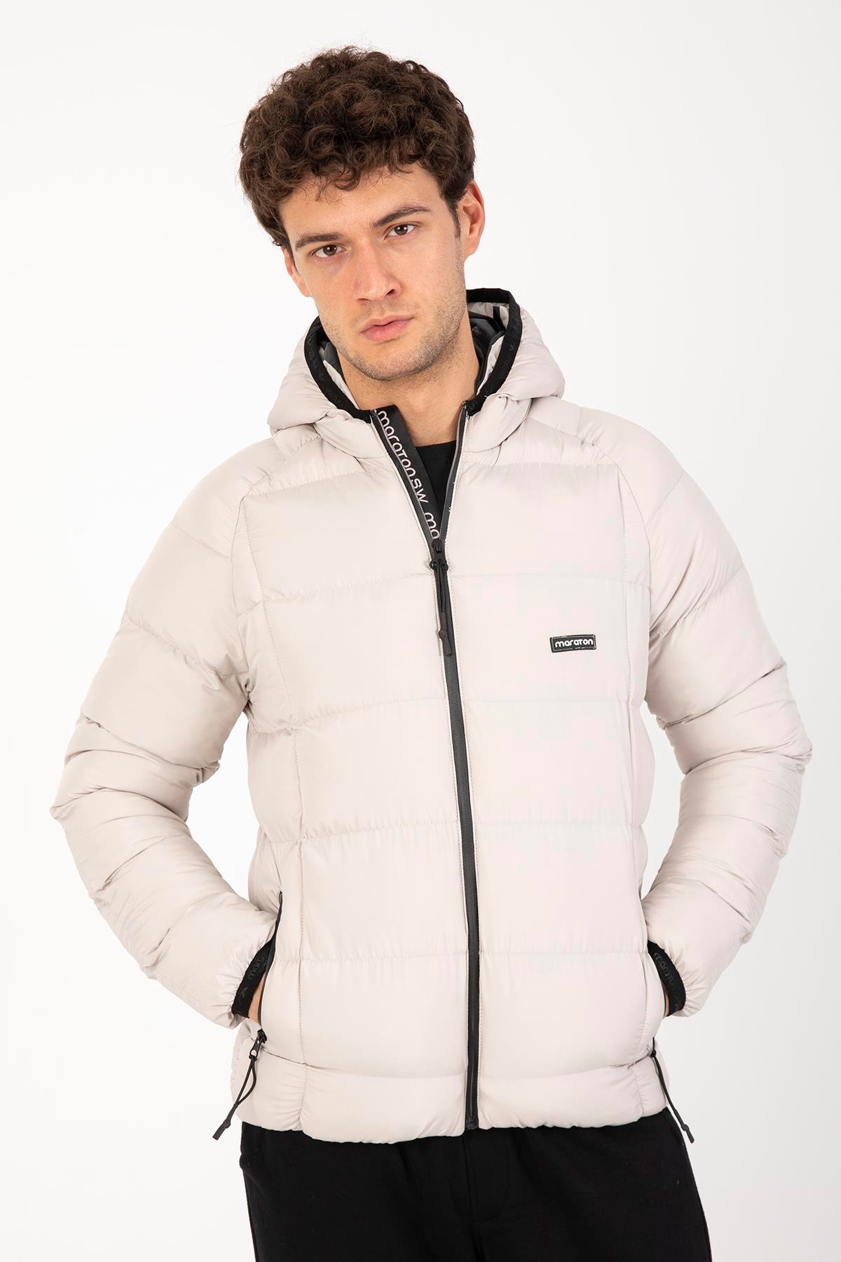 Maraton Sportswear Regular Erkek Kapşonlu  Uzun Kol Basic Mont 21259
