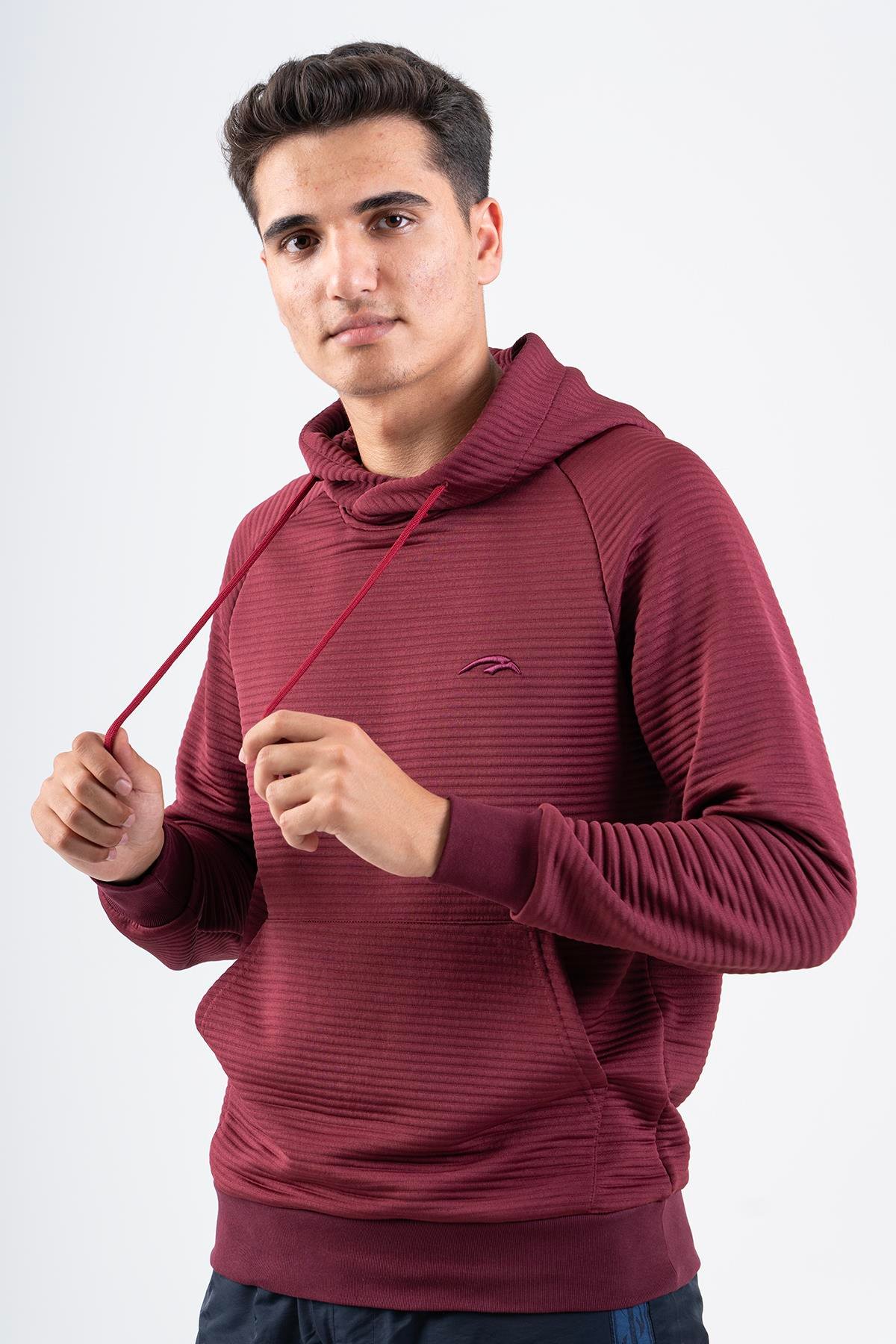 Maraton Sportswear Regular Erkek Kapşonlu  Uzun Kol Basic Sweatshirt 21484