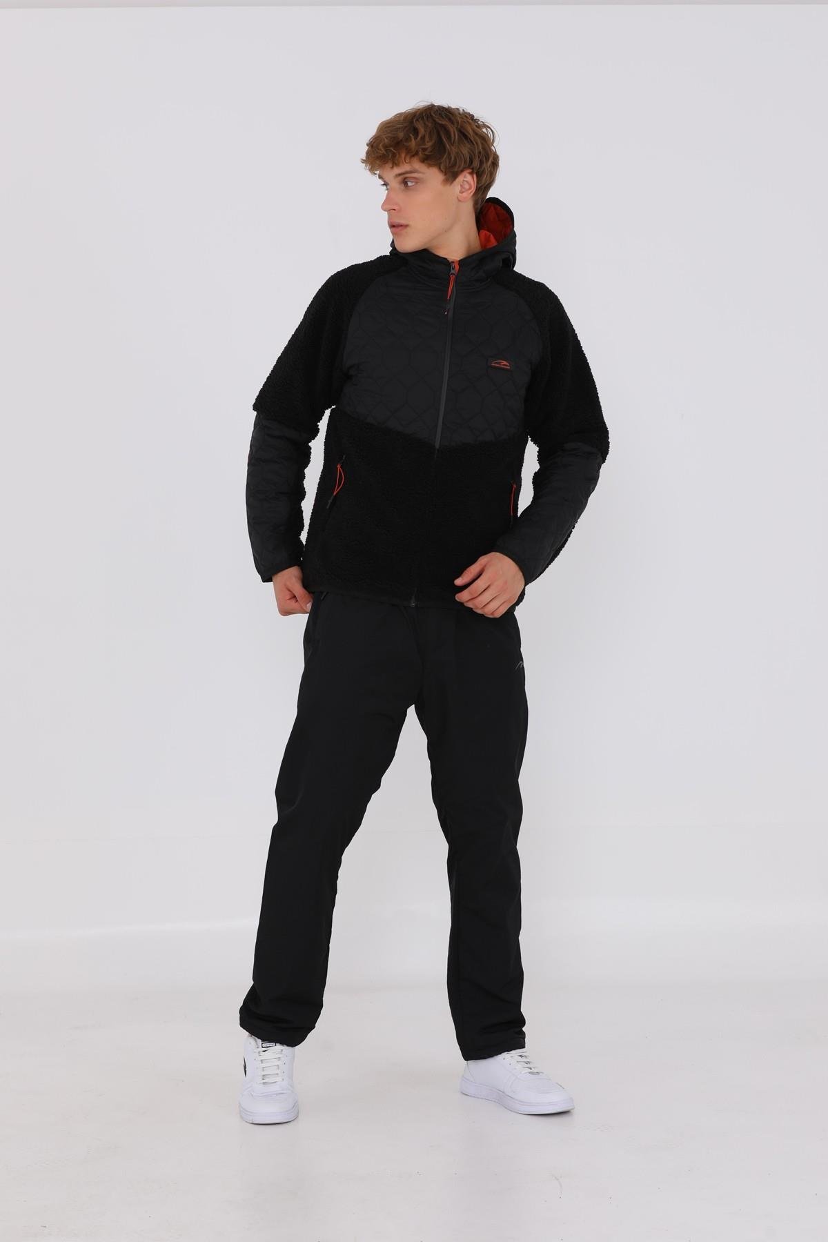 Maraton Sportswear Regular Erkek Kapşonlu  Uzun Kol Basic Tracktop 20217