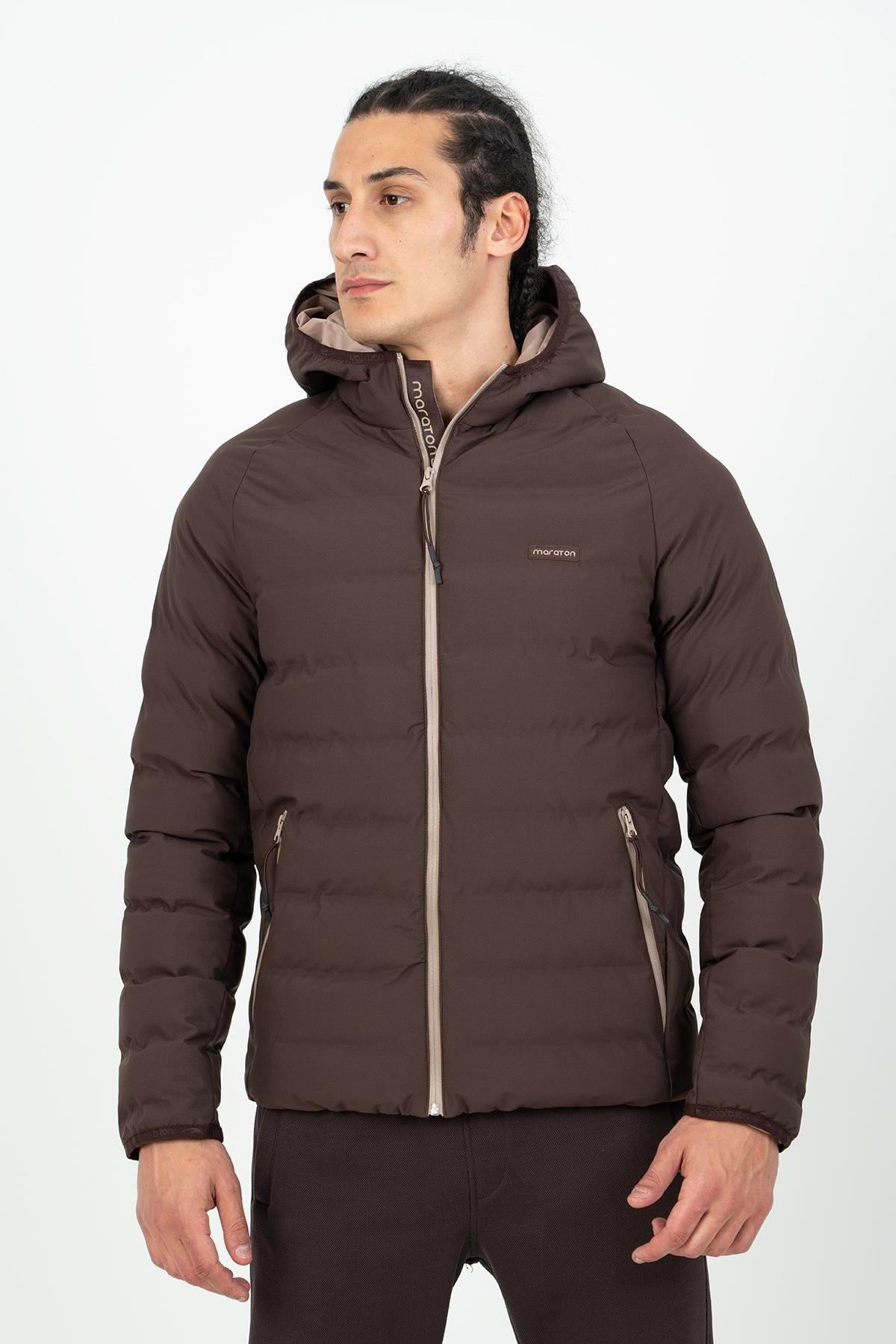Maraton Sportswear Regular Erkek Kapşonlu  Uzun Kol Basic Mont 21501