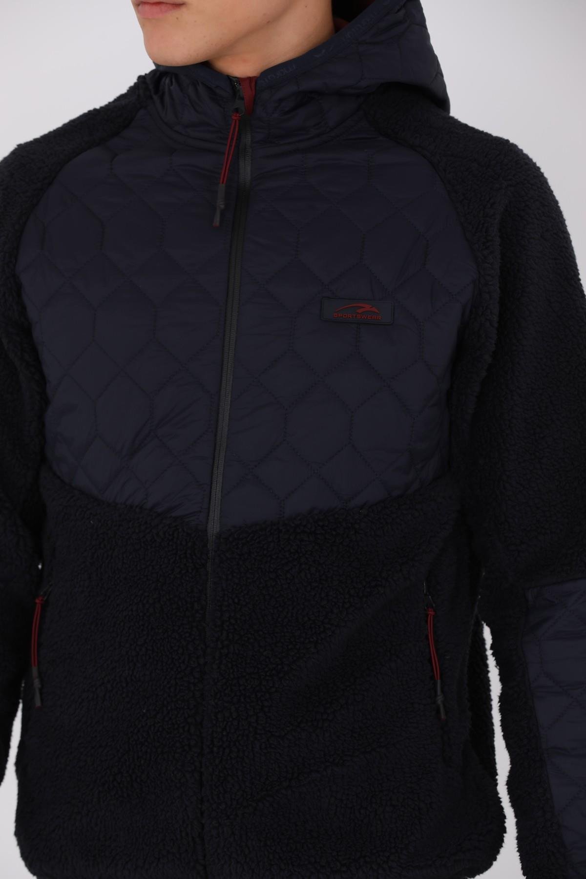 Maraton Sportswear Regular Erkek Kapşonlu  Uzun Kol Basic Tracktop 20217