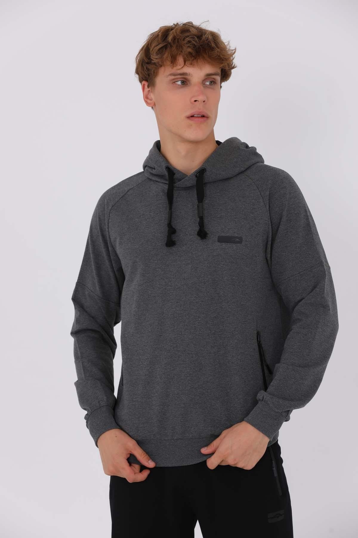 Maraton Sportswear Regular Erkek Kapşonlu  Uzun Kol Basic Sweatshirt 20613