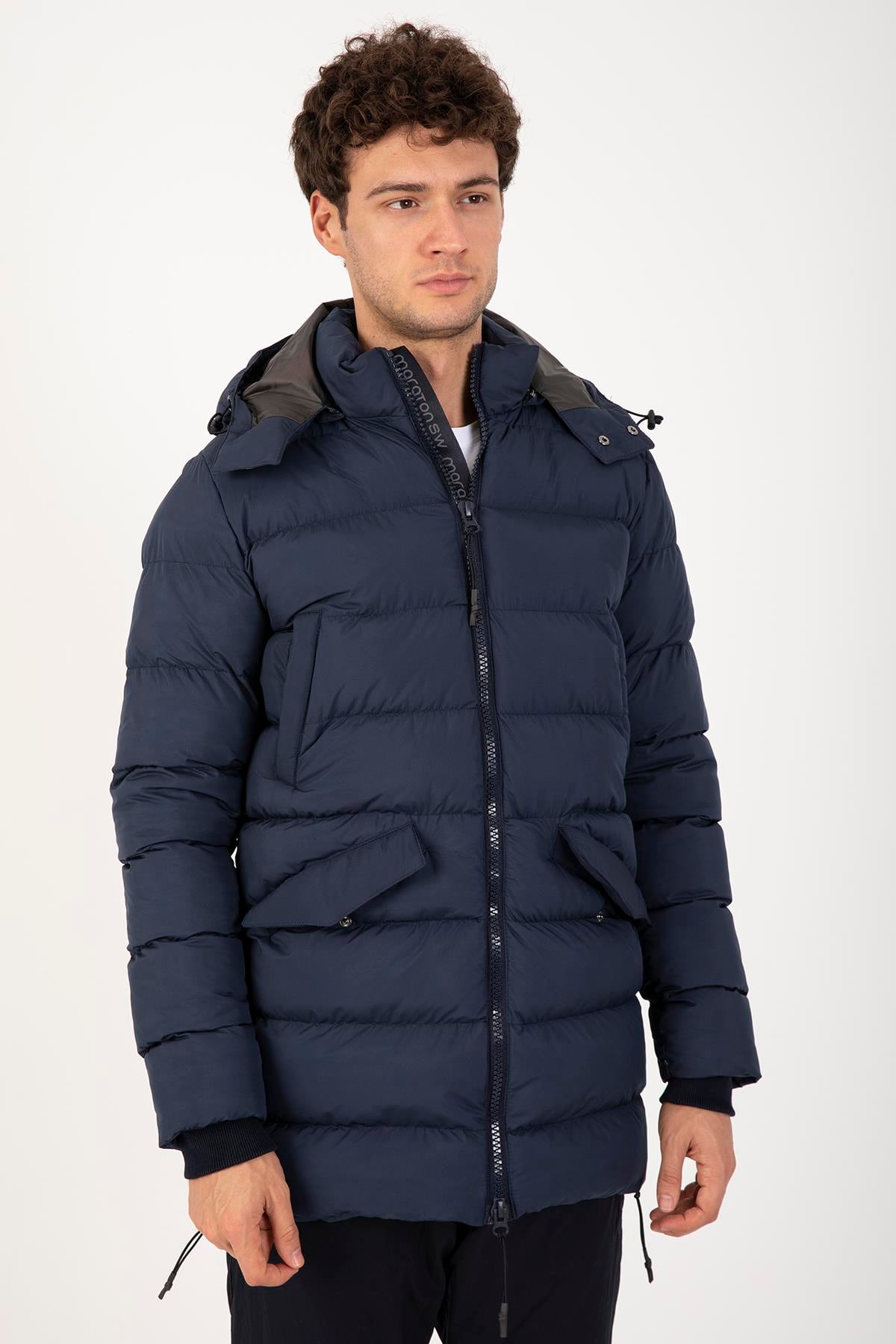 Maraton Sportswear Regular Erkek Kapşonlu  Uzun Kol Basic Mont 21262