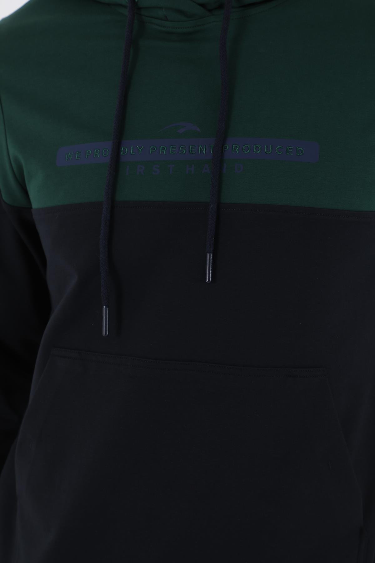 Maraton Sportswear Regular Erkek Kapşonlu  Uzun Kol Basic Sweatshirt 20236