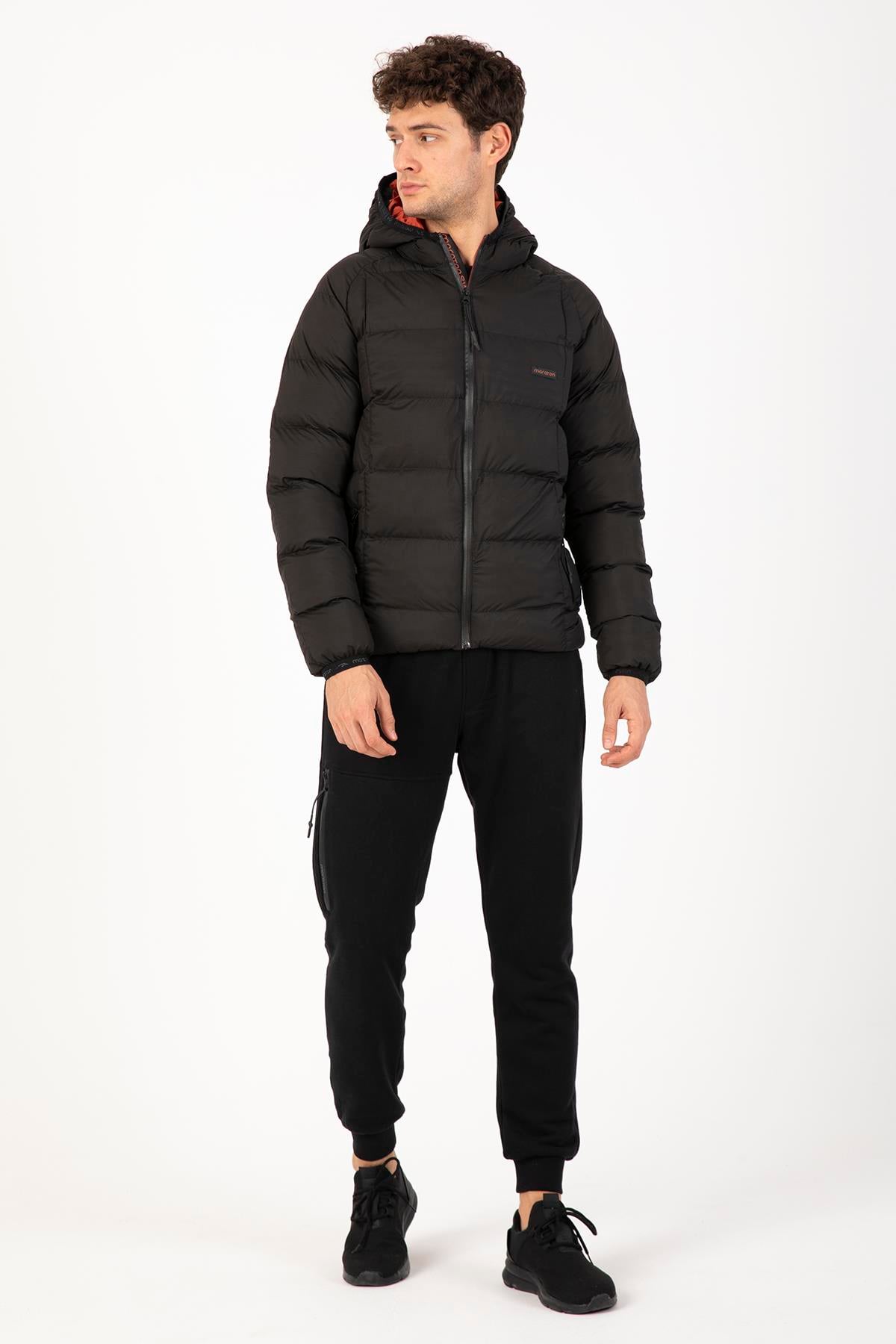 Maraton Sportswear Regular Erkek Kapşonlu  Uzun Kol Basic Mont 21259