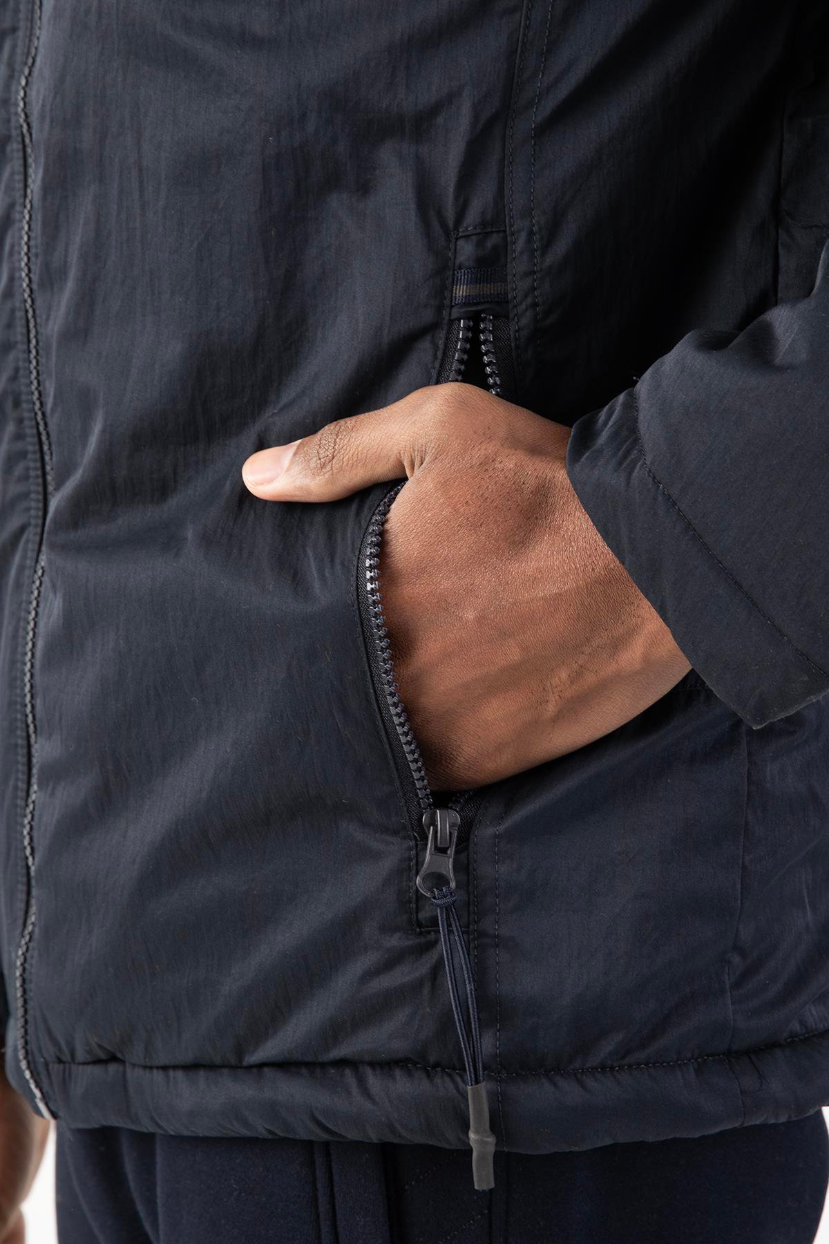 Maraton Sportswear Regular Erkek Kapşonlu  Uzun Kol Basic Lacivert Ceket 21365