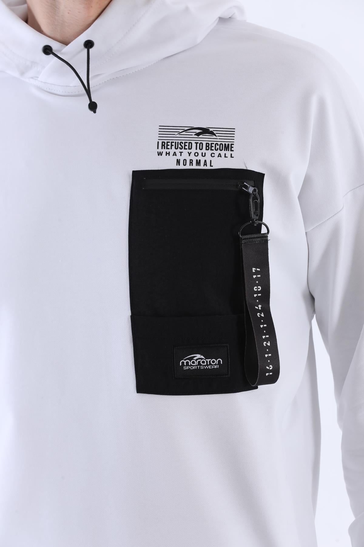 Maraton Sportswear Regular Erkek Kapşonlu  Uzun Kol Basic Sweatshirt 20634