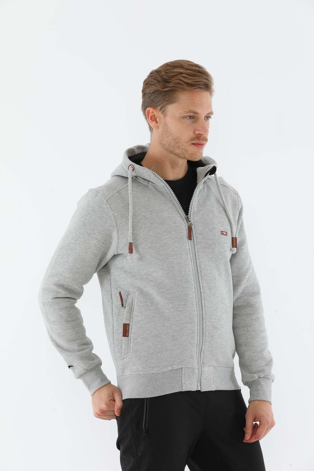 Maraton Sportswear Regular Erkek Kapşonlu  Uzun Kol Basic Tracktop 10072