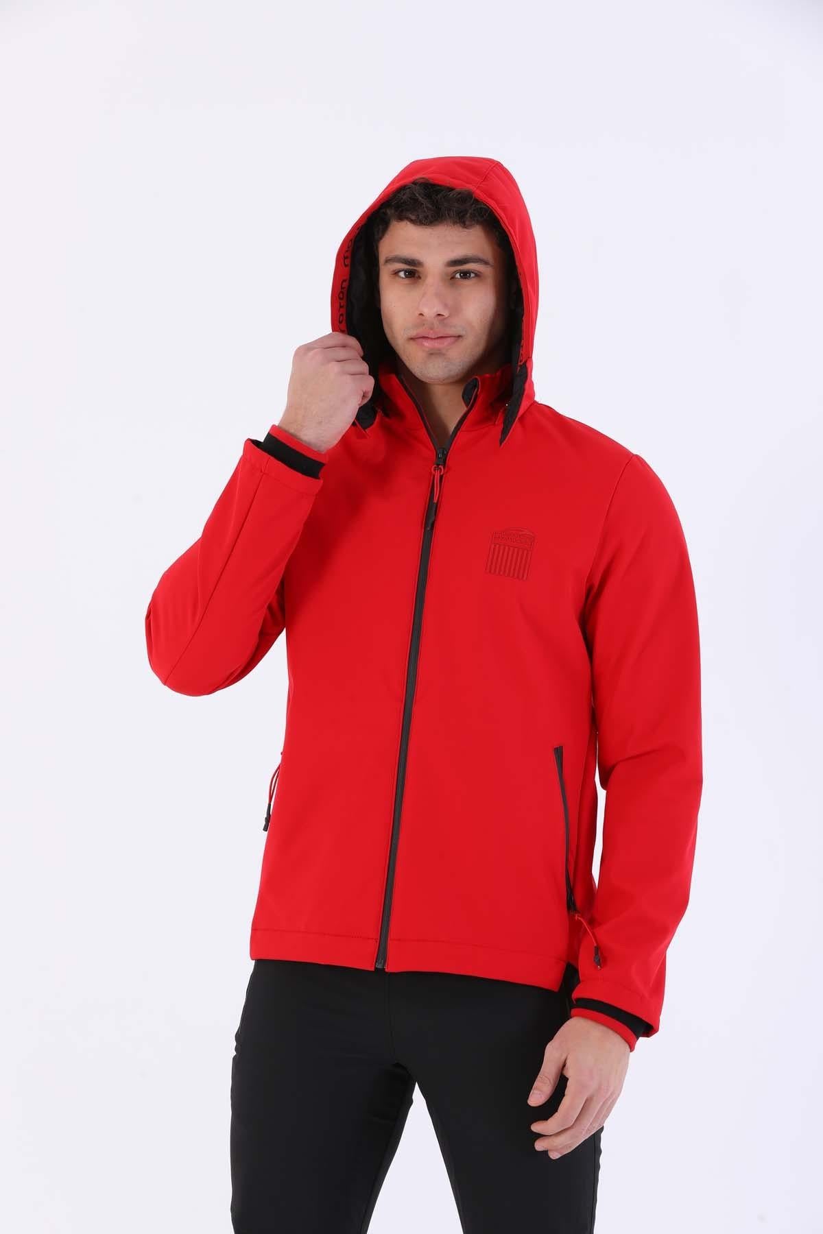 Maraton Sportswear Regular Erkek Kapşonlu  Uzun Kol Outdoor Kırmızı Ceket 20384