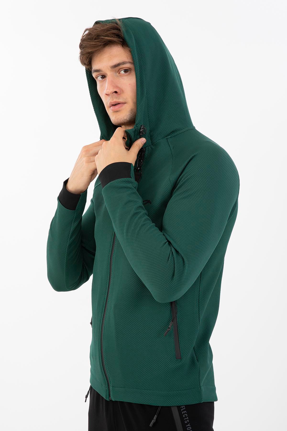 Maraton Sportswear Regular Erkek Kapşonlu  Uzun Kol Basic Eşofman Üstü 19427