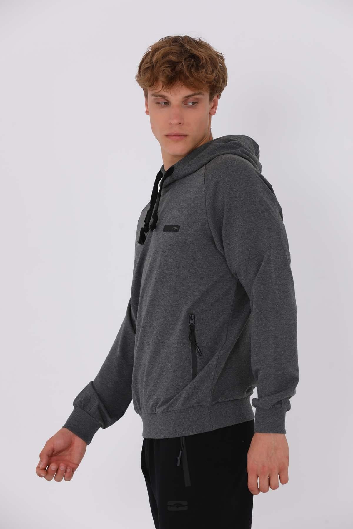 Maraton Sportswear Regular Erkek Kapşonlu  Uzun Kol Basic Sweatshirt 20613