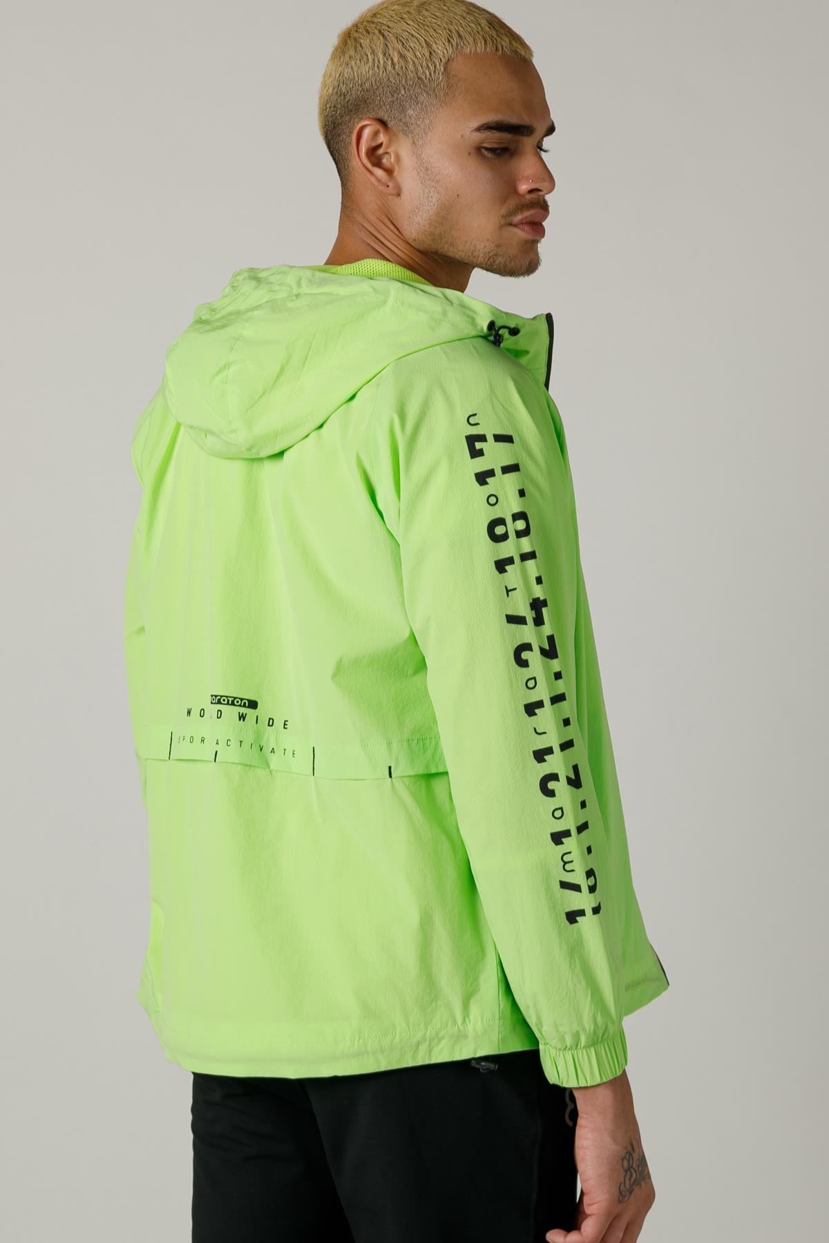 Maraton Sportswear Regular Erkek Kapşonlu  Uzun Kol Basic Yağmurluk 19765