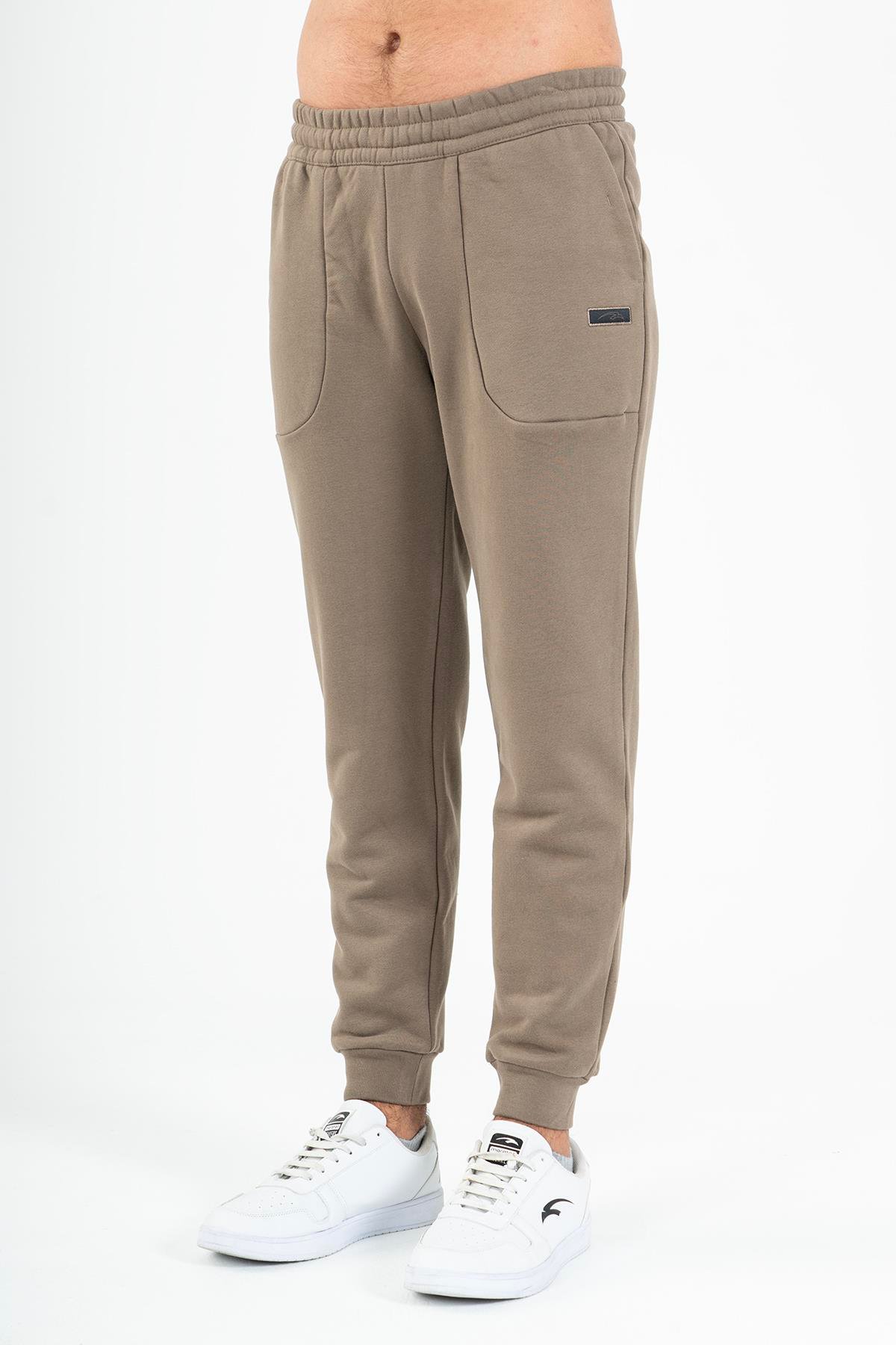 Maraton Sportswear Regular Erkek  Ribana Paça  Basic Kakao Eşofman Altı 21815
