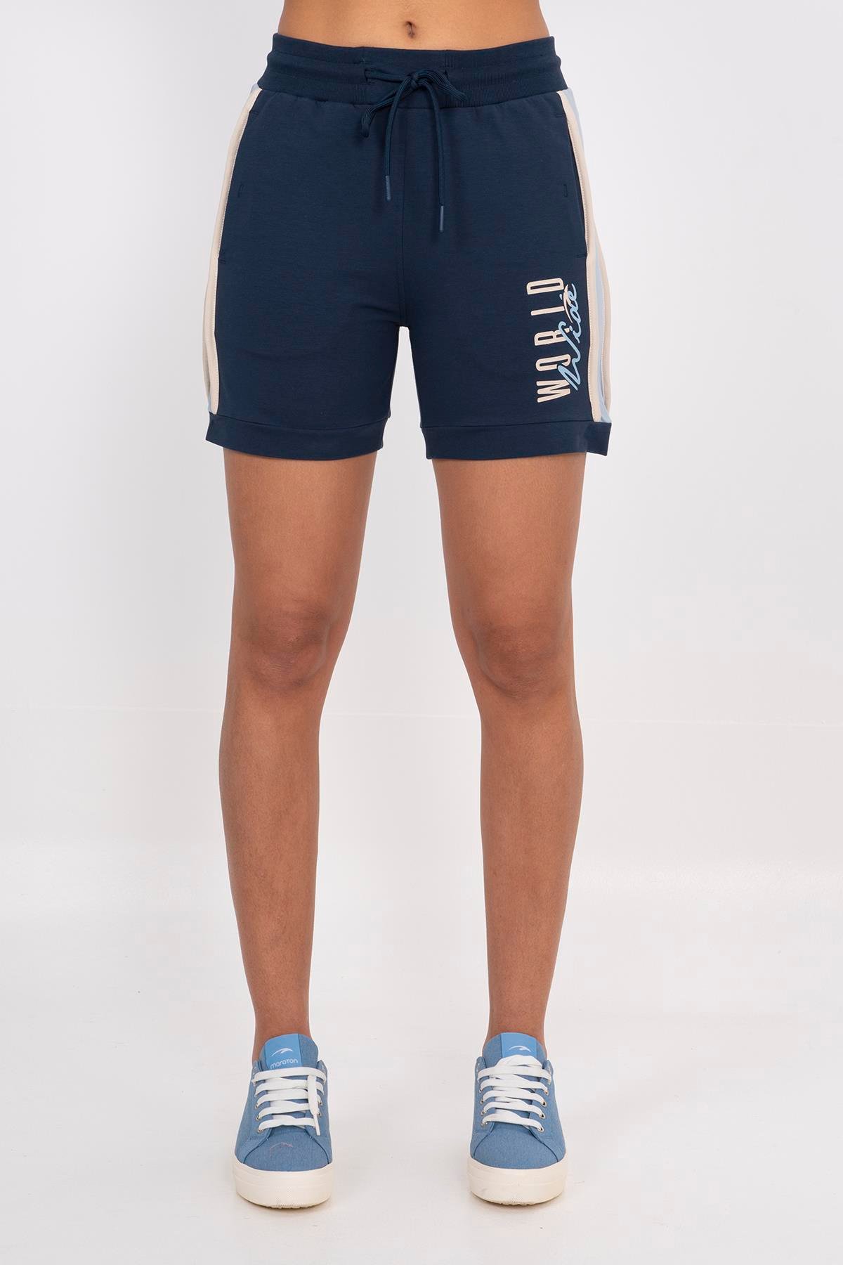 Maraton Sportswear Regular Kadın    Basic NAVY Şort 21159