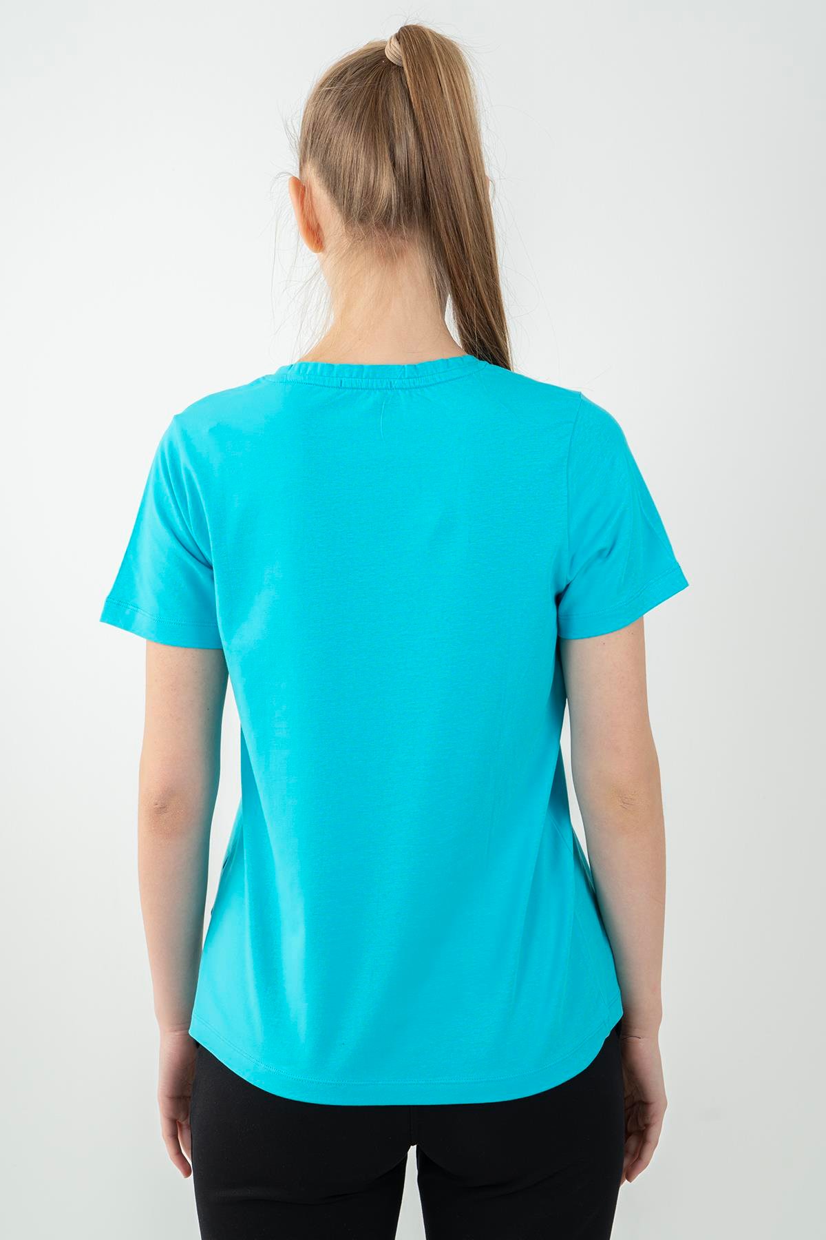 Maraton Sportswear Regular Kadın Bisiklet Yaka  Kısa Kol Basic T-shirt 22079