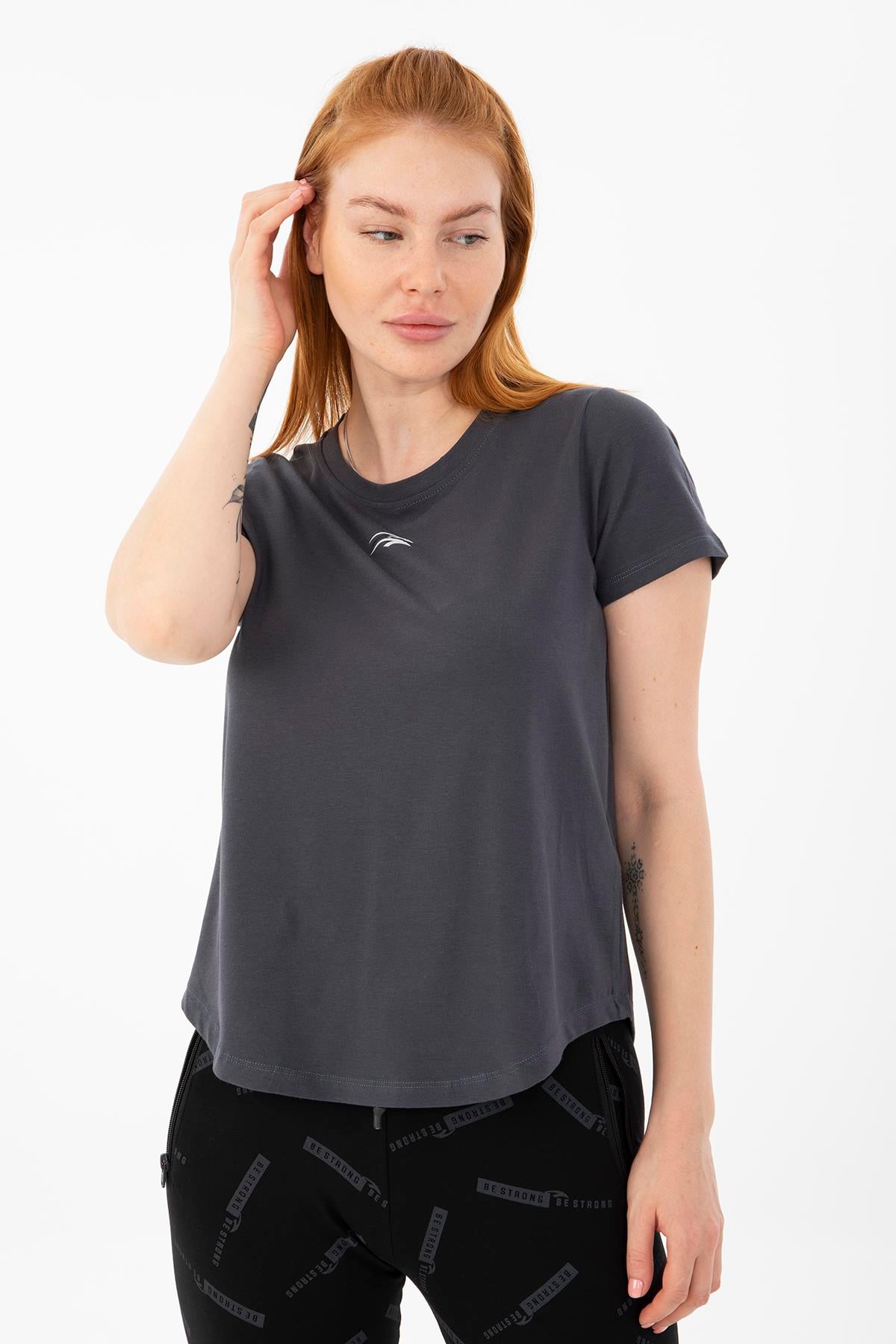 Maraton Sportswear Regular Kadın Bisiklet Yaka  Kısa Kol Basic T-shirt 21962