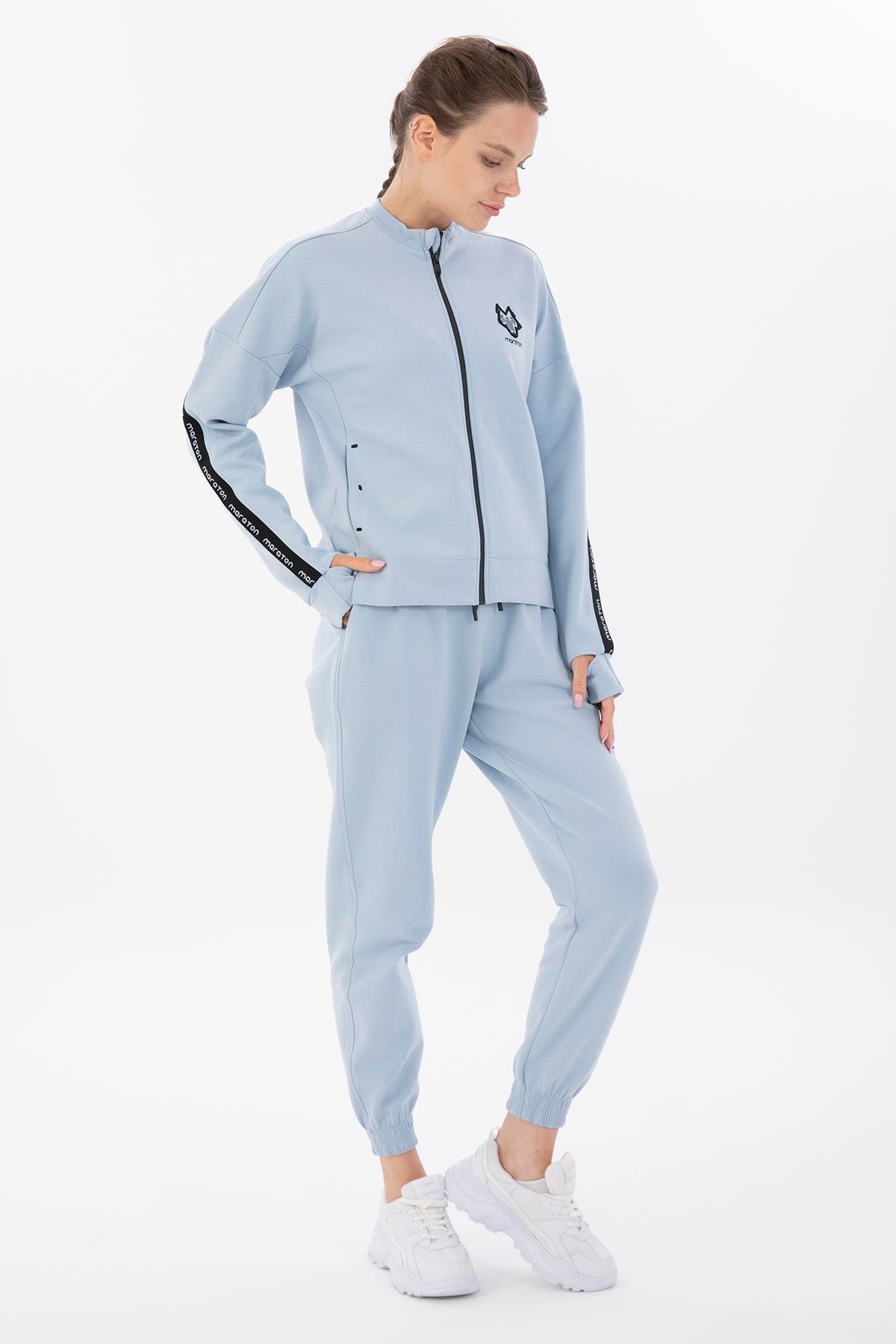Maraton Sportswear Regular Kadın Dik Yaka  Uzun Kol Basic Tracktop 20439