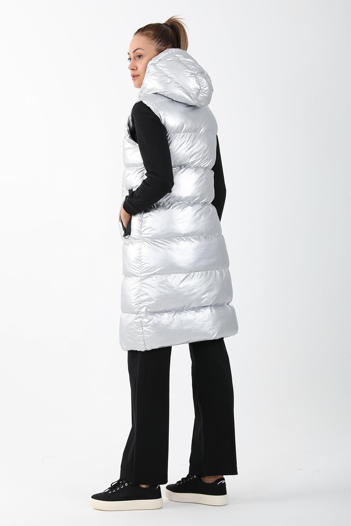 Maraton Sportswear Regular Kadın Kapşonlu  Kolsuz Basic Yelek 21287