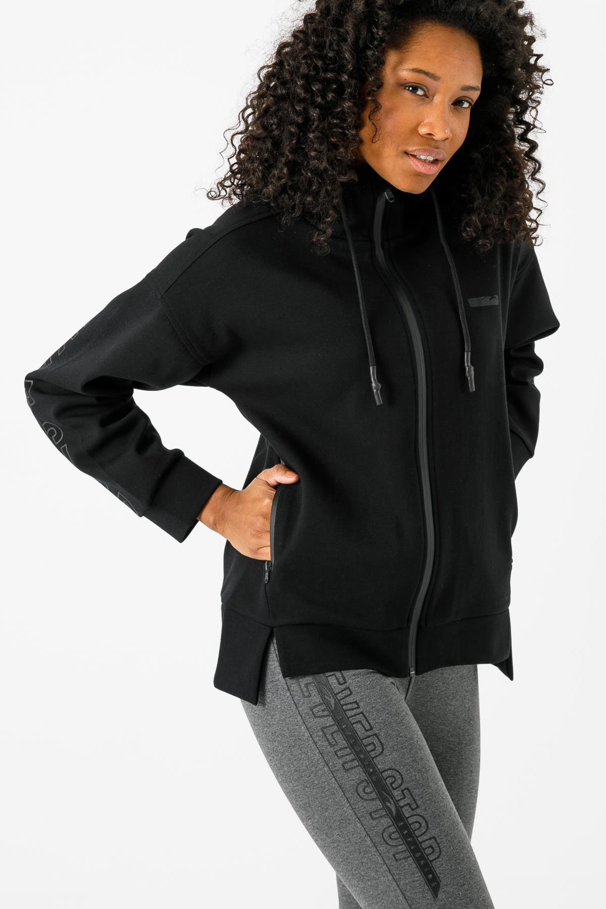Maraton Sportswear Regular Kadın Kapşonlu  Uzun Kol Basic Tracktop 19669