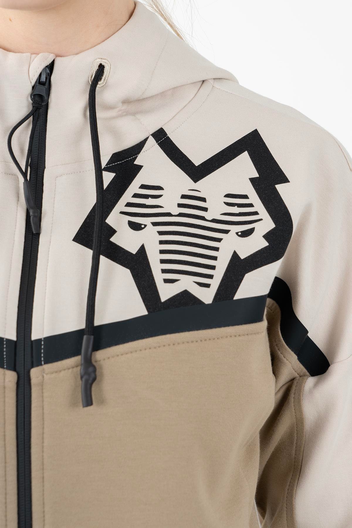 Maraton Sportswear Regular Kadın Kapşonlu  Uzun Kol Basic Tracktop 22027