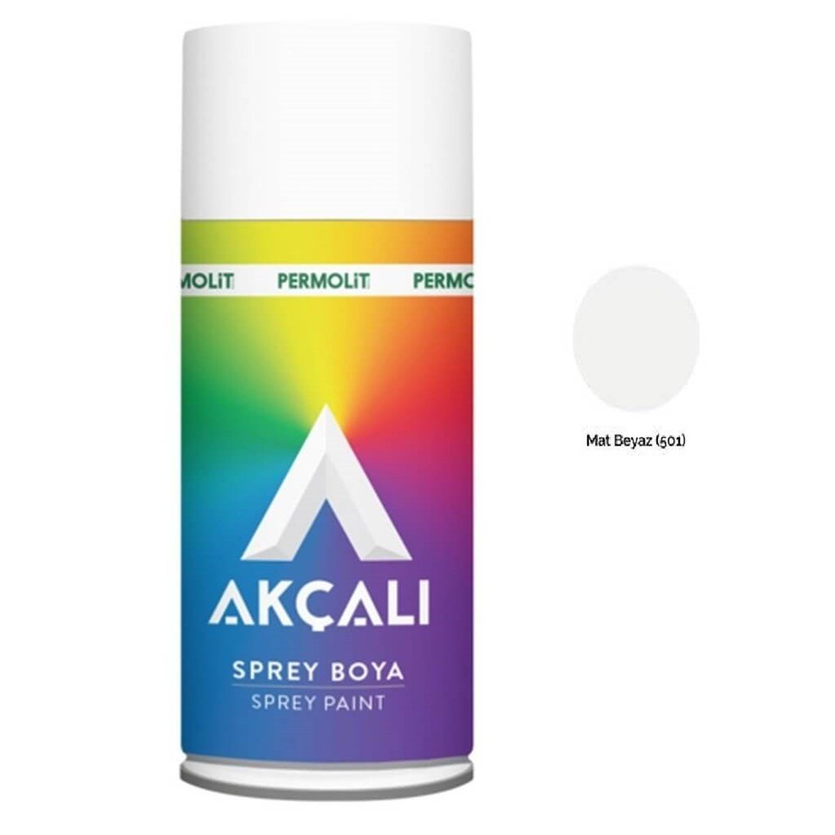 Akçalı Sprey Boya Düz Renk 501 Mat Beyaz