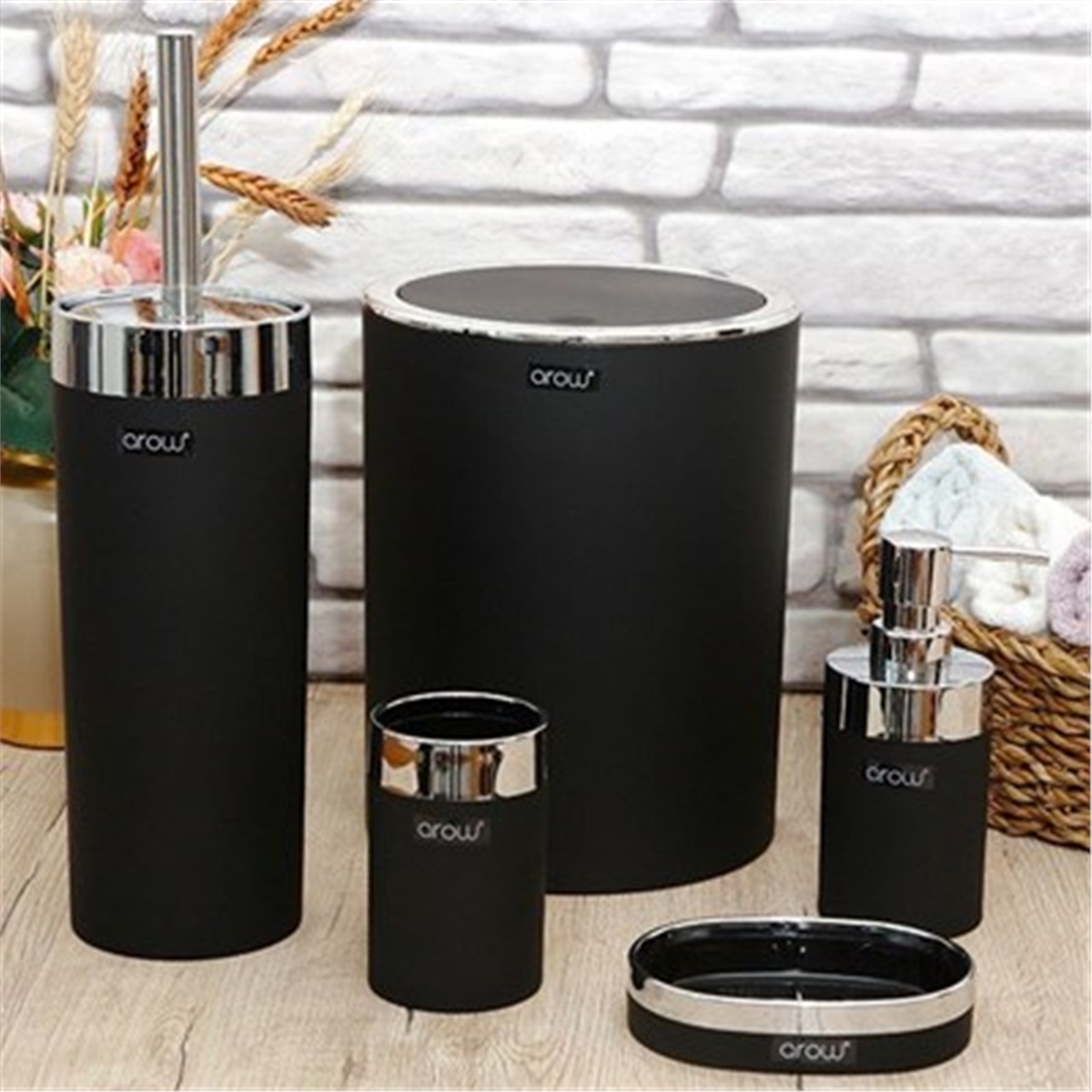 Arow 5 Parça Renkli Banyo Seti Akrilik