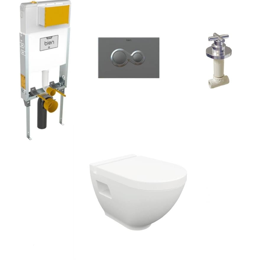 Bien Harmony Beyaz Asma Klozet+Gömme Rezervuar+Buton+Valf