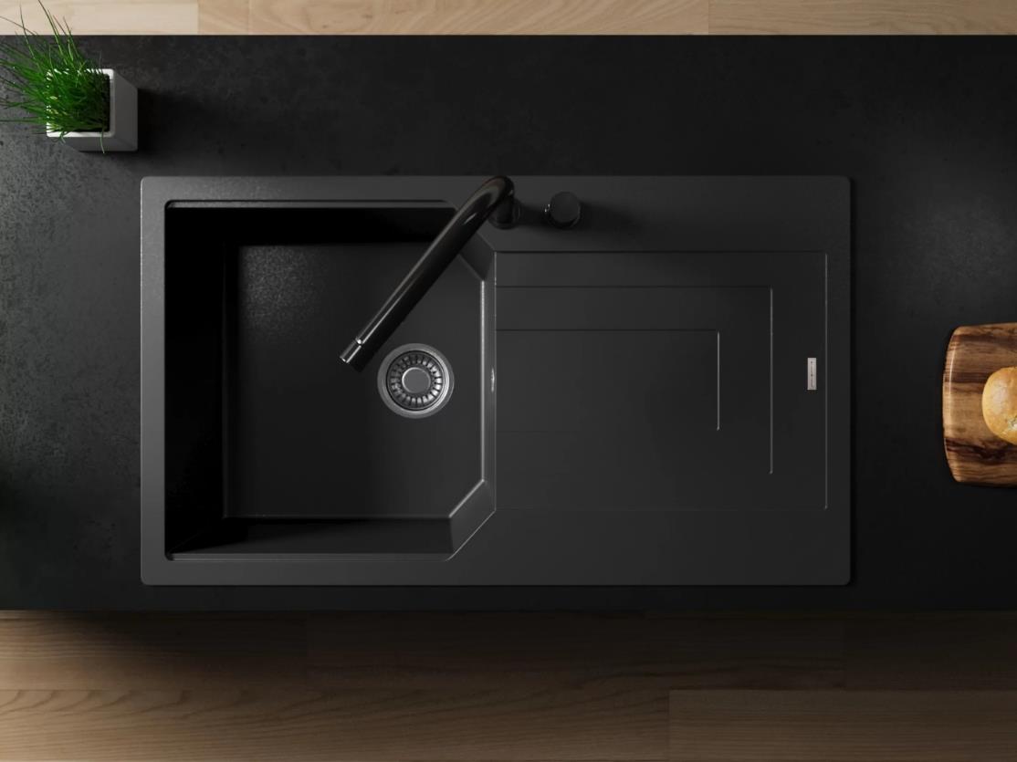 Black Stone Babil Tek Göz Antrasit Granit Evye