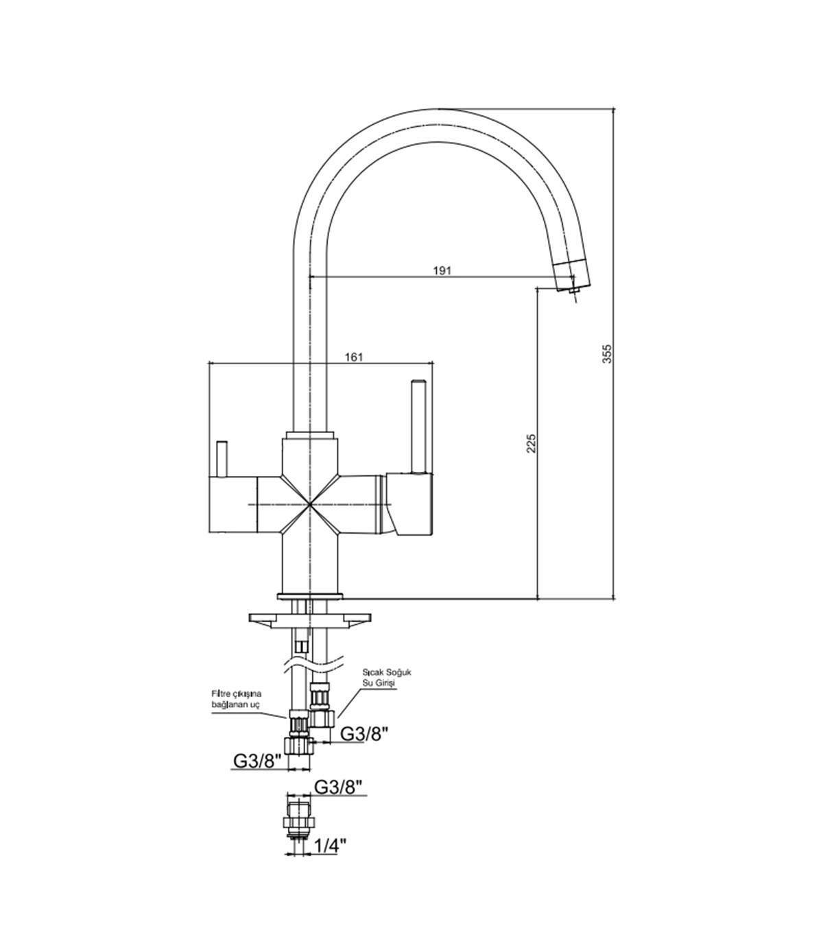 Eca Dual Flow Çift Akışlı Eviye Bataryası 102118137